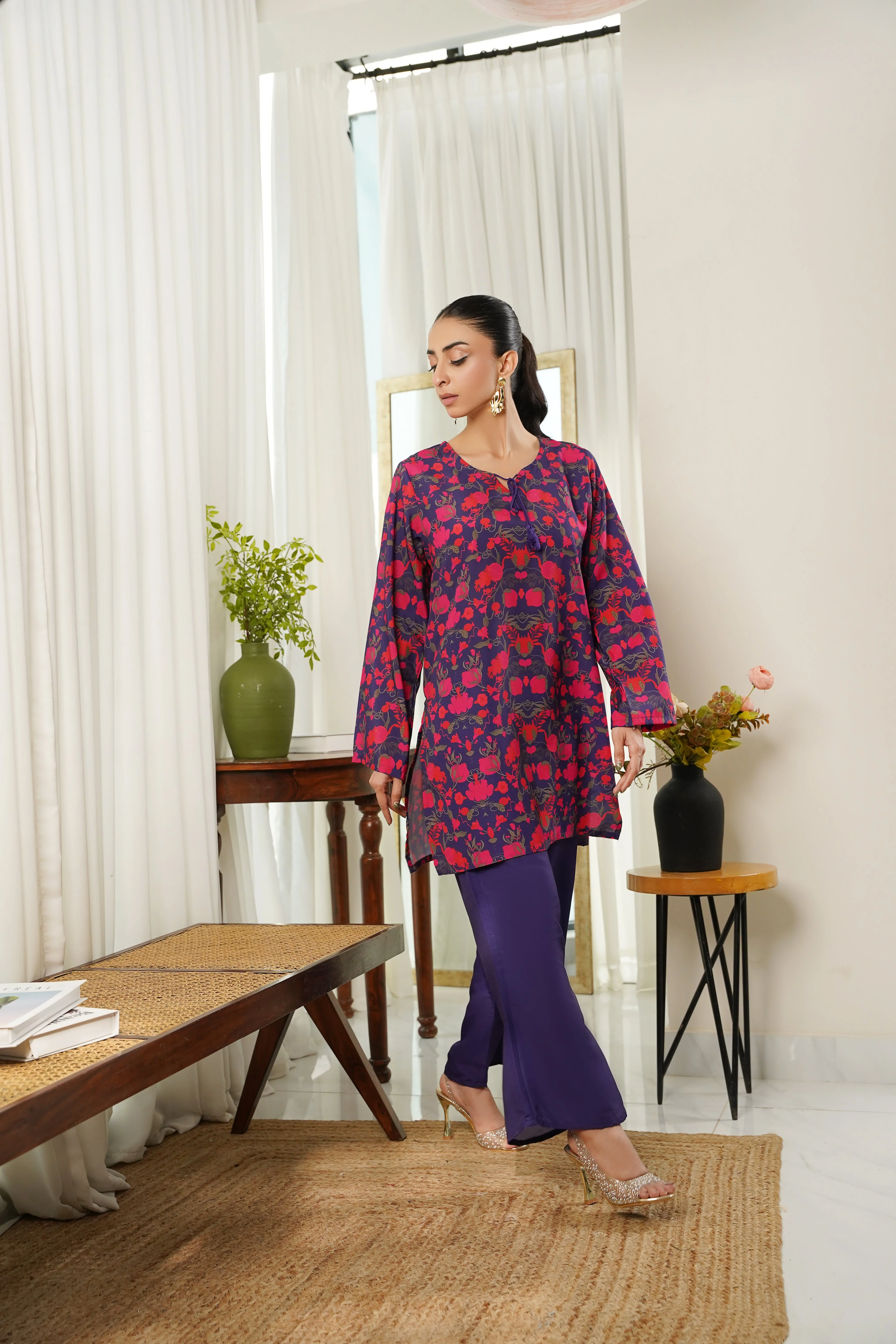 Dhaga Stitched 2 Piece Poly Cambric Suit-Emma - Image 2