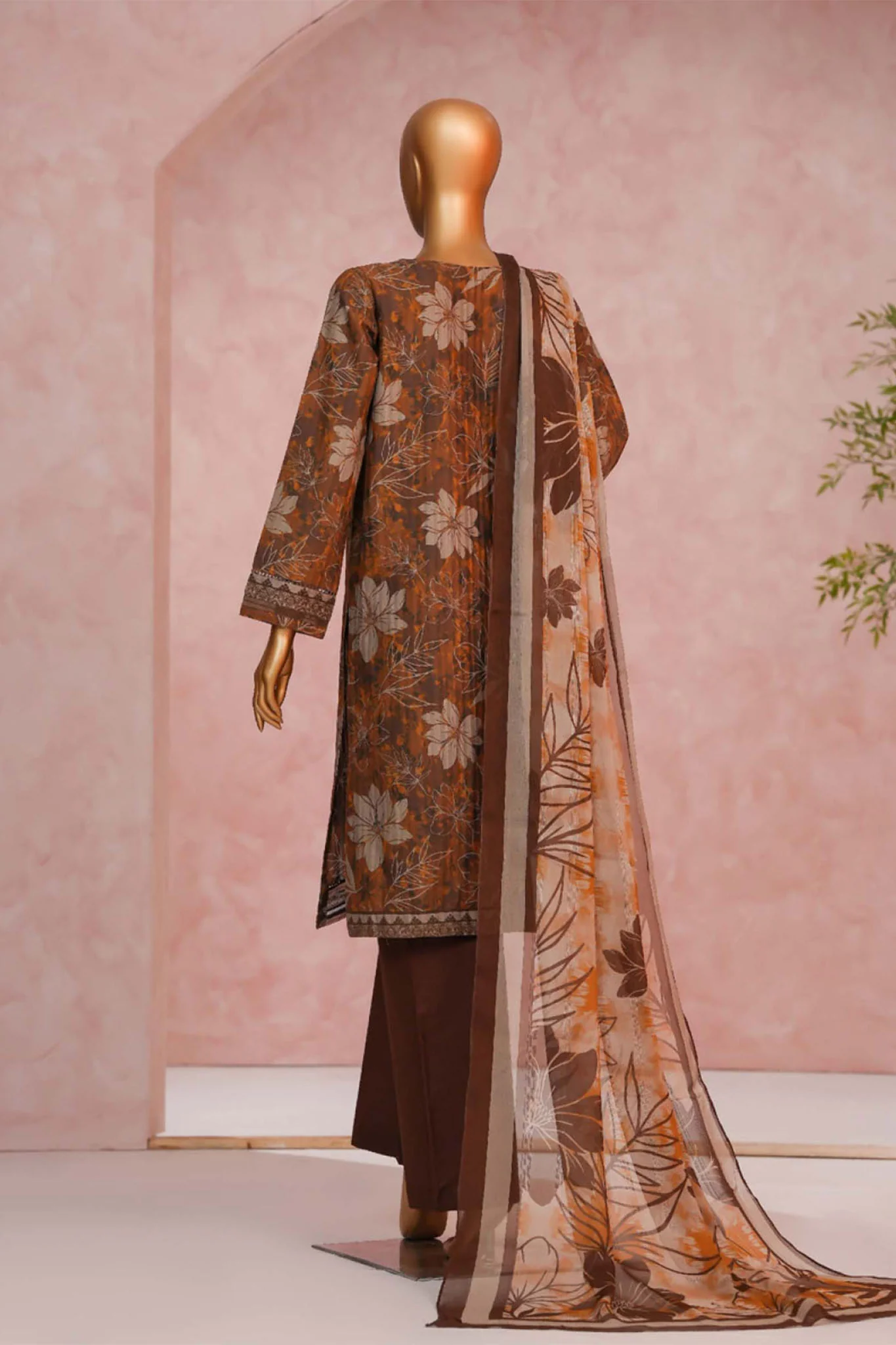 Enchant By HZ Stitched 3 Piece Linnokara Prints Suit-PLK-548 - Image 3
