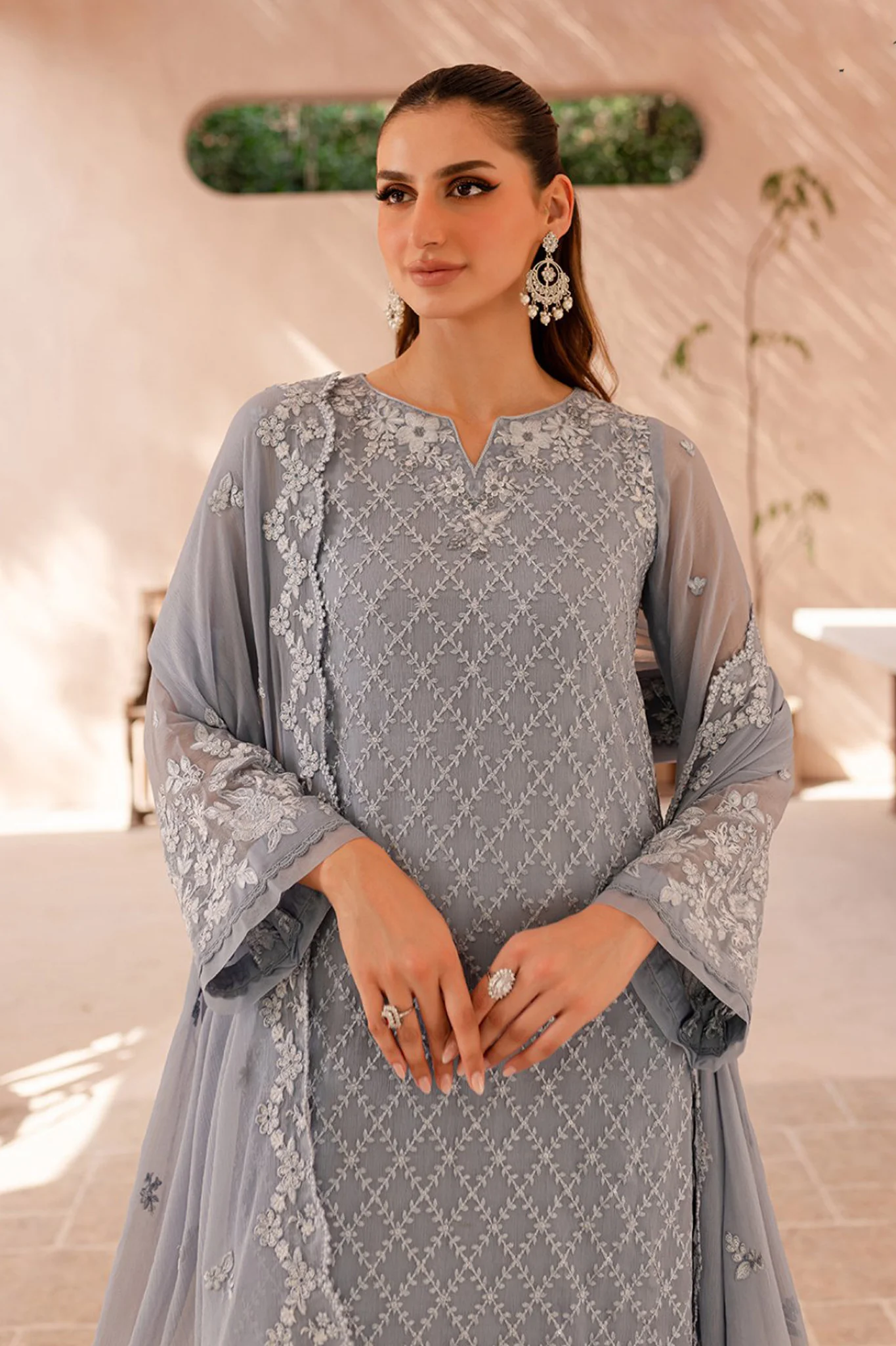 Ensembles By Azure Unstitched 3 Piece Festive Formals Eid Edit Suit-03-Moon Whisper - Image 2