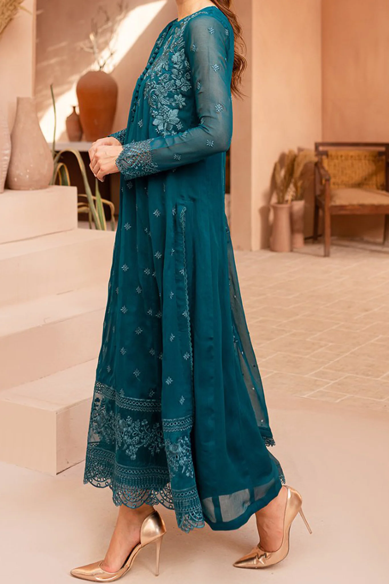 Ensembles By Azure Unstitched 3 Piece Festive Formals Eid Edit Suit-06-Caribbean Charm - Image 5