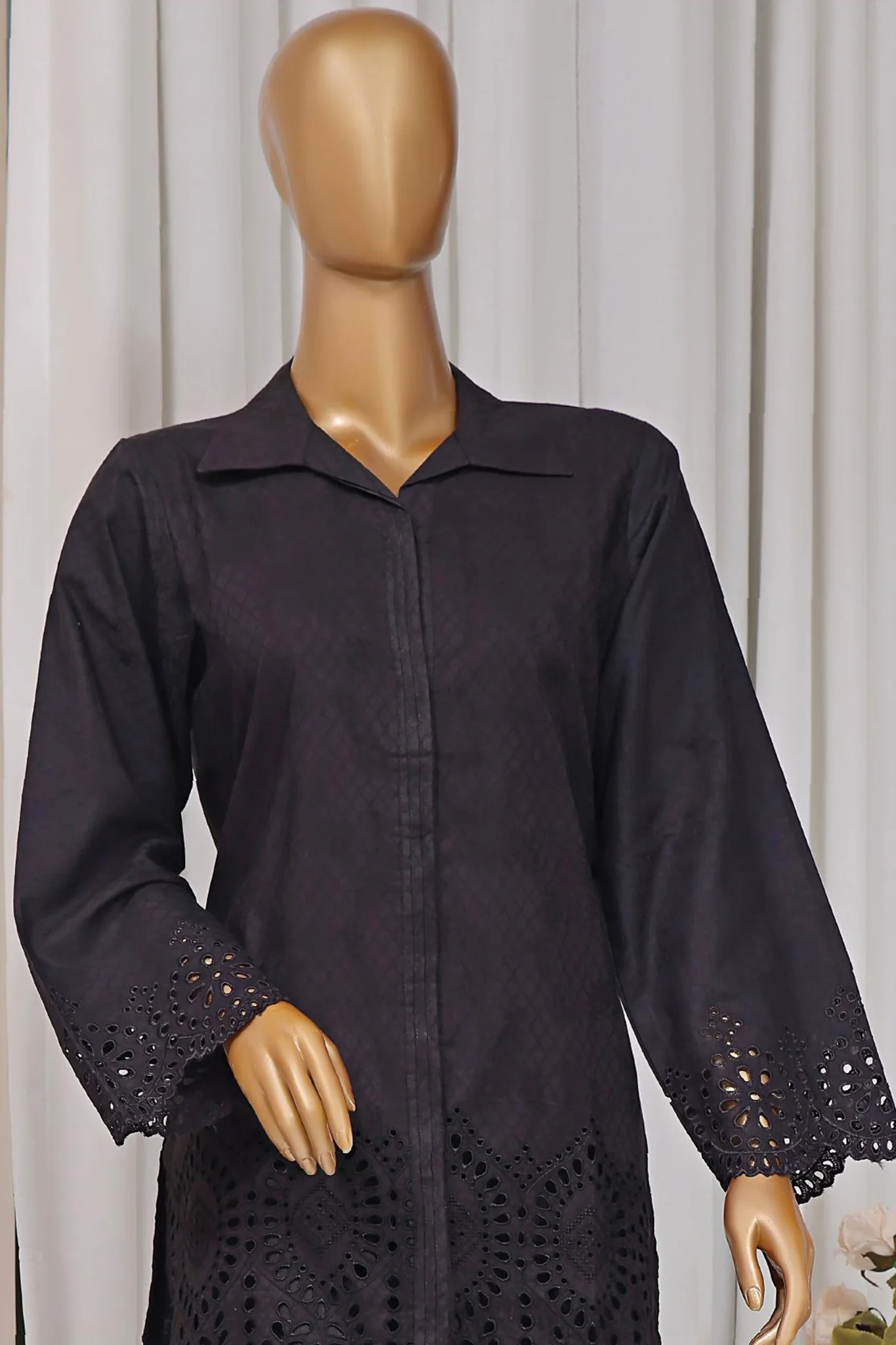 Estelle by Sada Bahar Stitched Co Ords Emb Jacquard Suit-CK-Black - Image 2