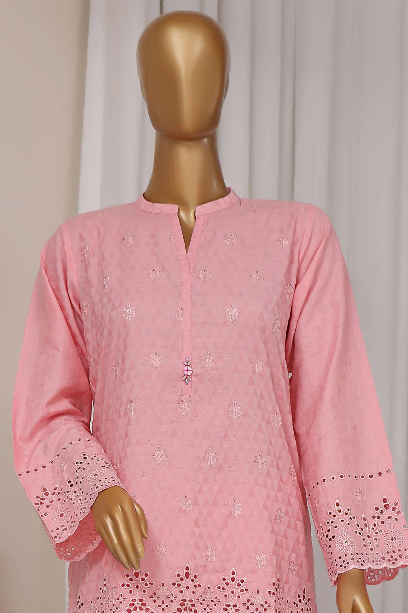 Estelle by Sada Bahar Stitched Co Ords Emb Jacquard Suit-CK-Pink - Image 2