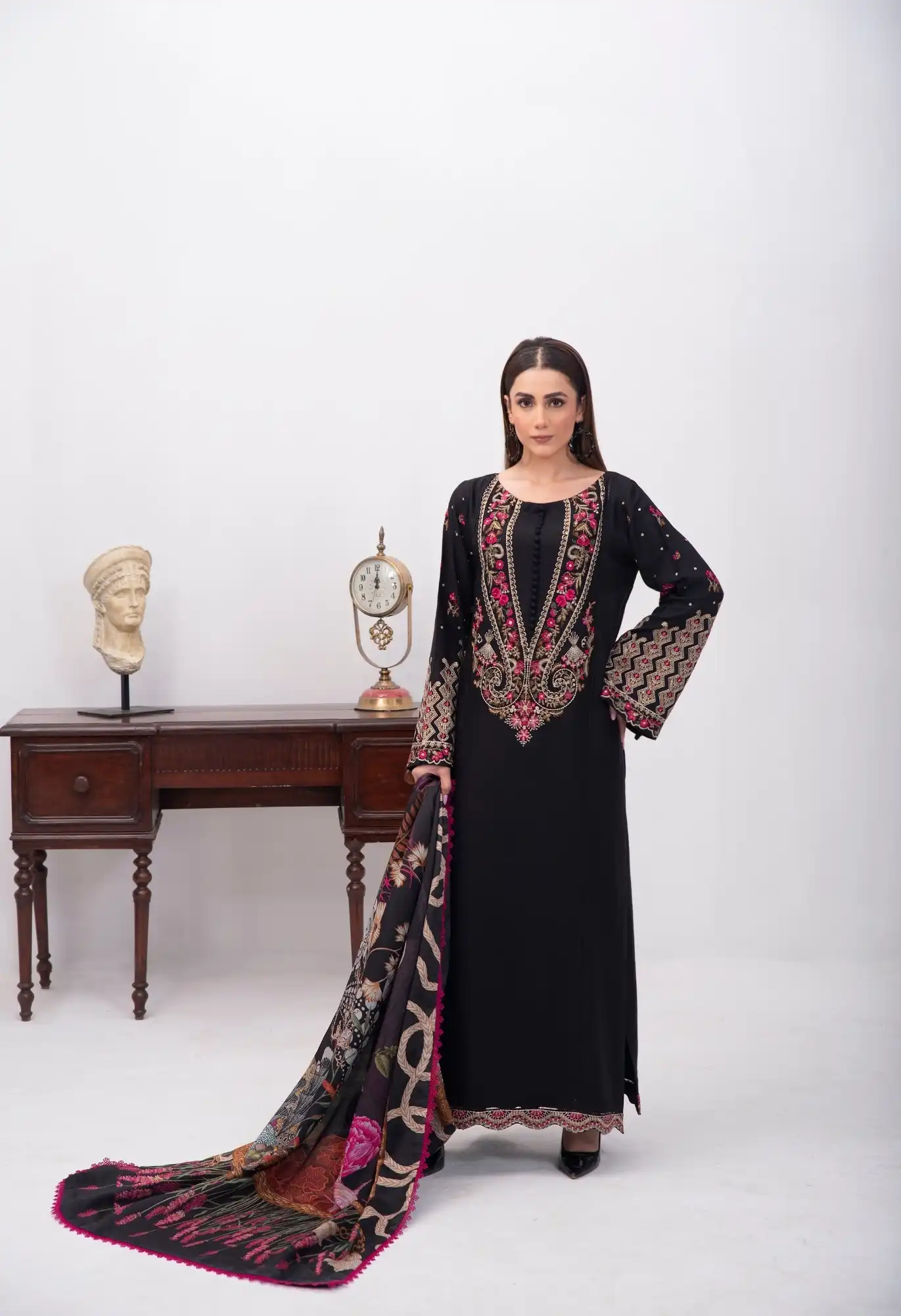 Dilkash By Inara Stitched 3 Piece Winter Suit-ESTELLE DR-03 - Image 3