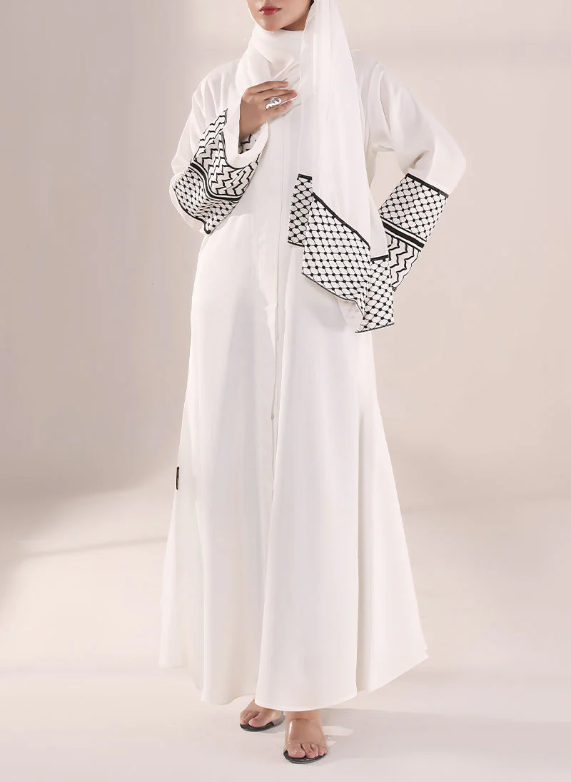 Hijab Ul Hareem Ethereal White ? Nida Embroidery Abaya | 0116-E-1103 - Image 4
