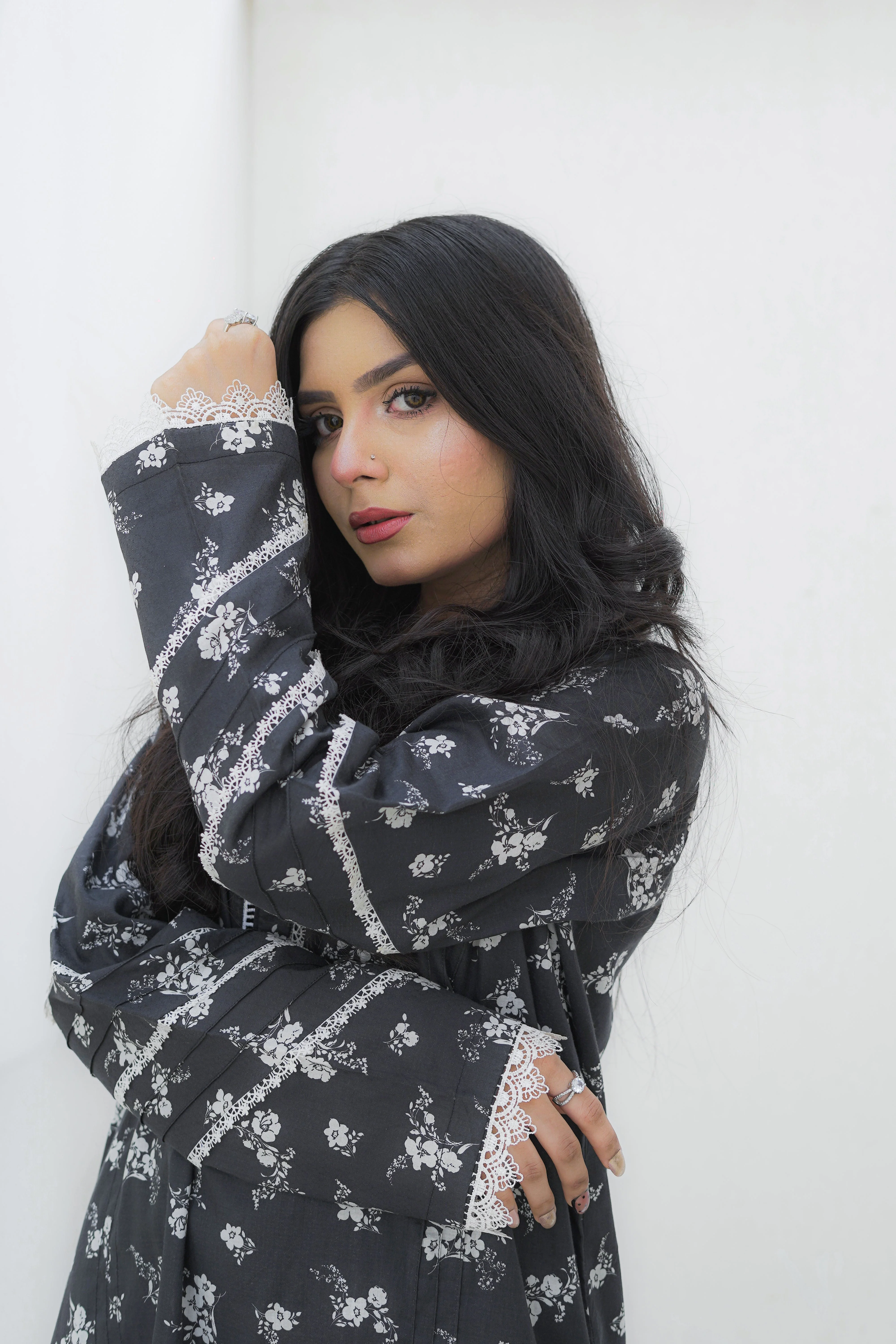 Black And White By Tehzeeb Threads Blooming Black  2-Piece Printed Cotton - Image 2