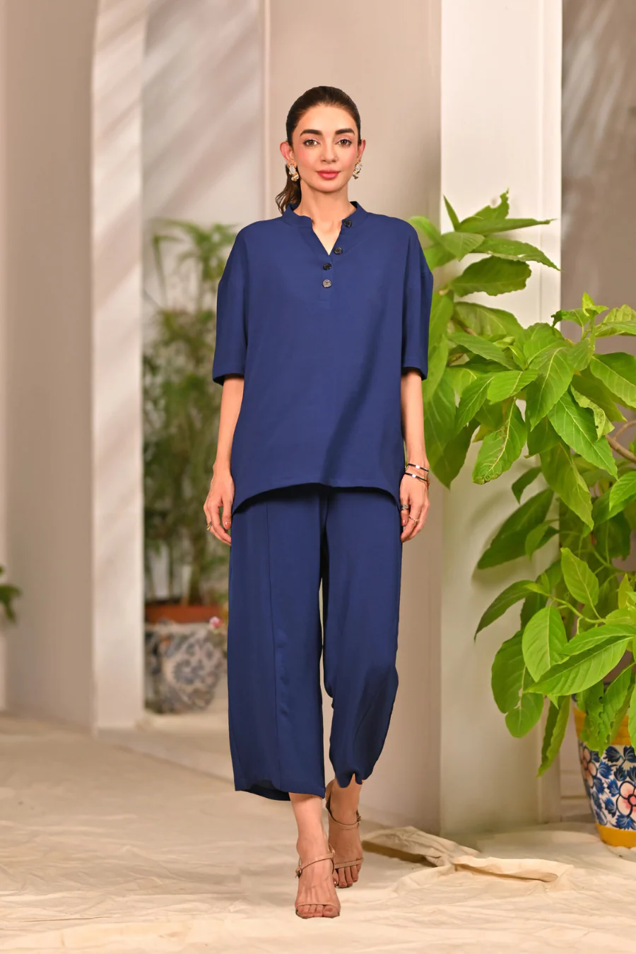 Dhaga Stitched 2 Piece Solids Crepe Summer Suit-Evelyn - Image 6