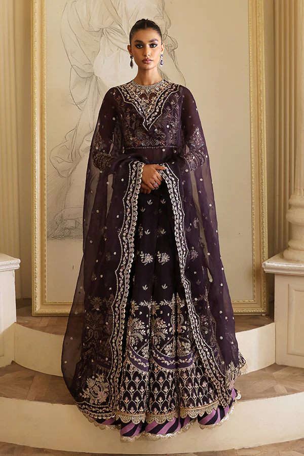 Nyra Unstitched 3 Piece Wedding Festive Suit-Evolet - Image 5