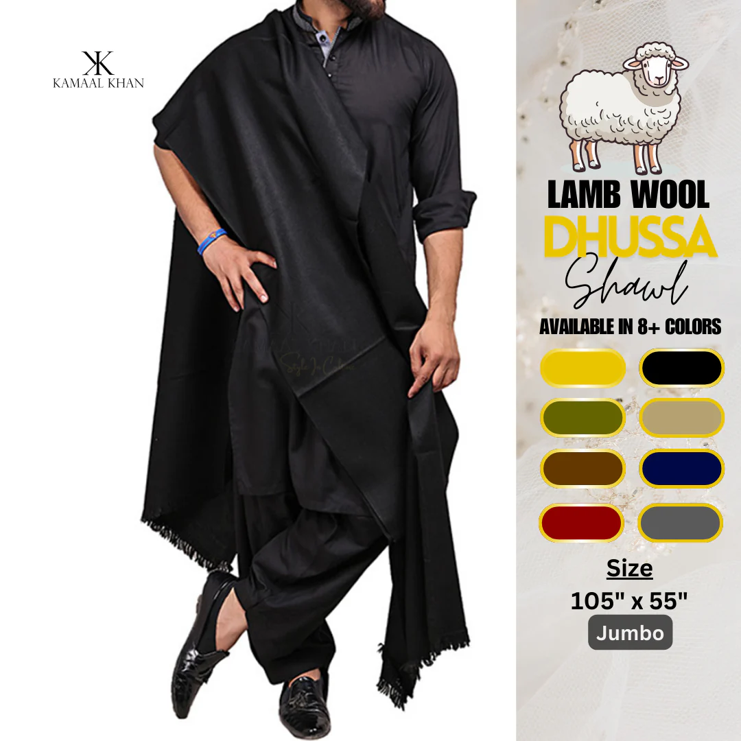 Kamaal Khan Exquisite Kashmiri Dhussa Shawl: Pure Wool Luxury for Men - Image 4