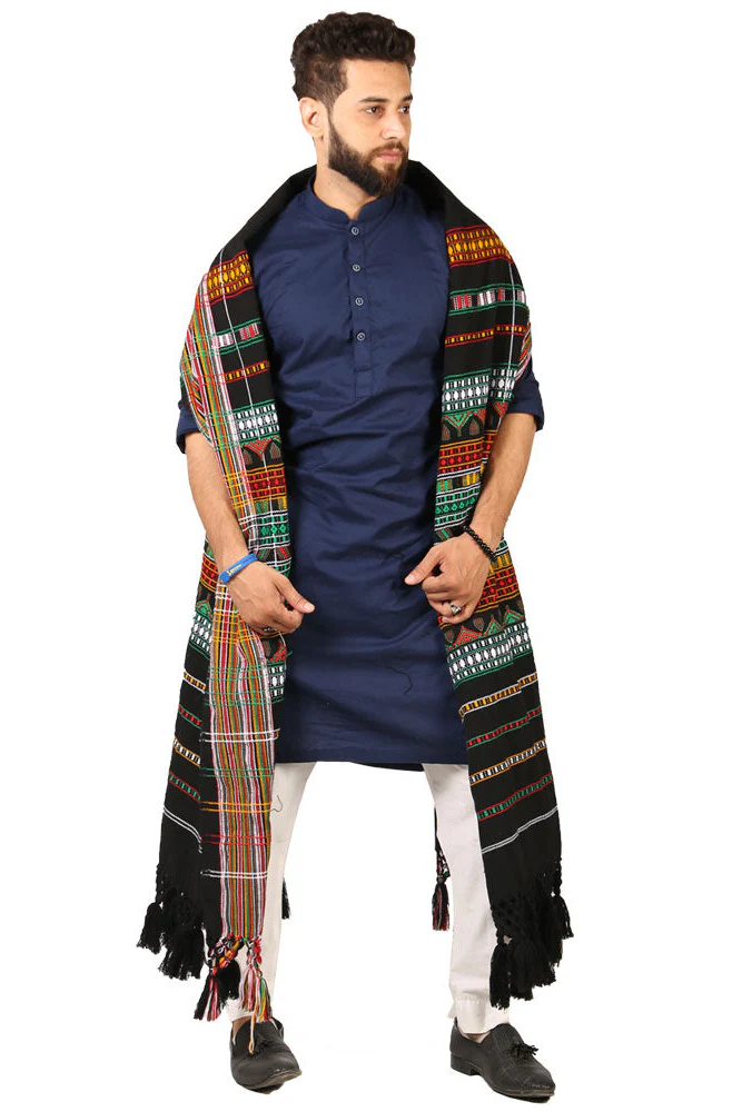 Kamaal Khan Exquisite Multani Multicolor Tharri Wadera Shawl for Men | Jumbo Size