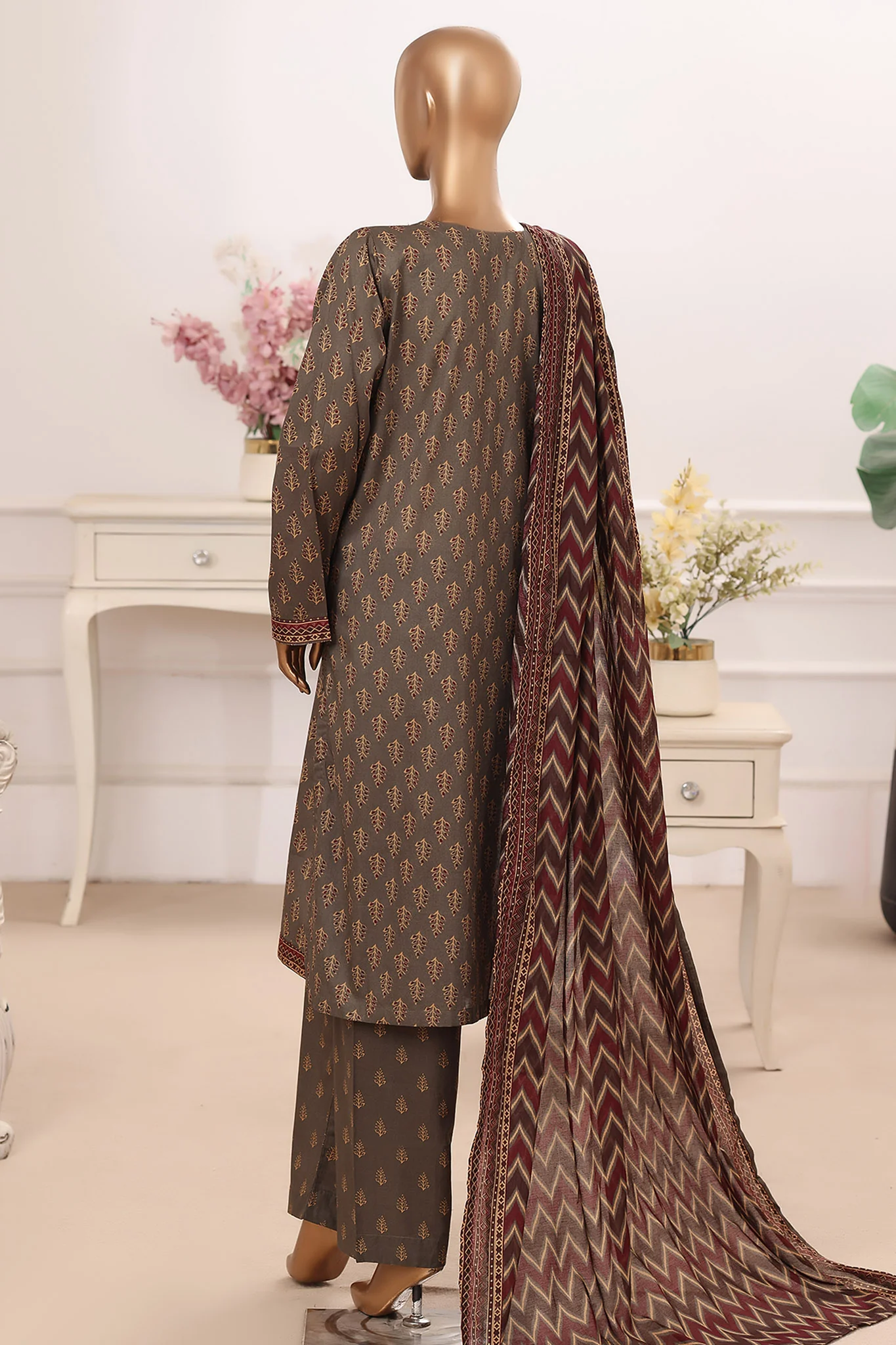 Bin Saeed Stitched 3 Piece Luxury Printed Lawn Vol-05 Suit-LSM-2837-GREY - Image 3