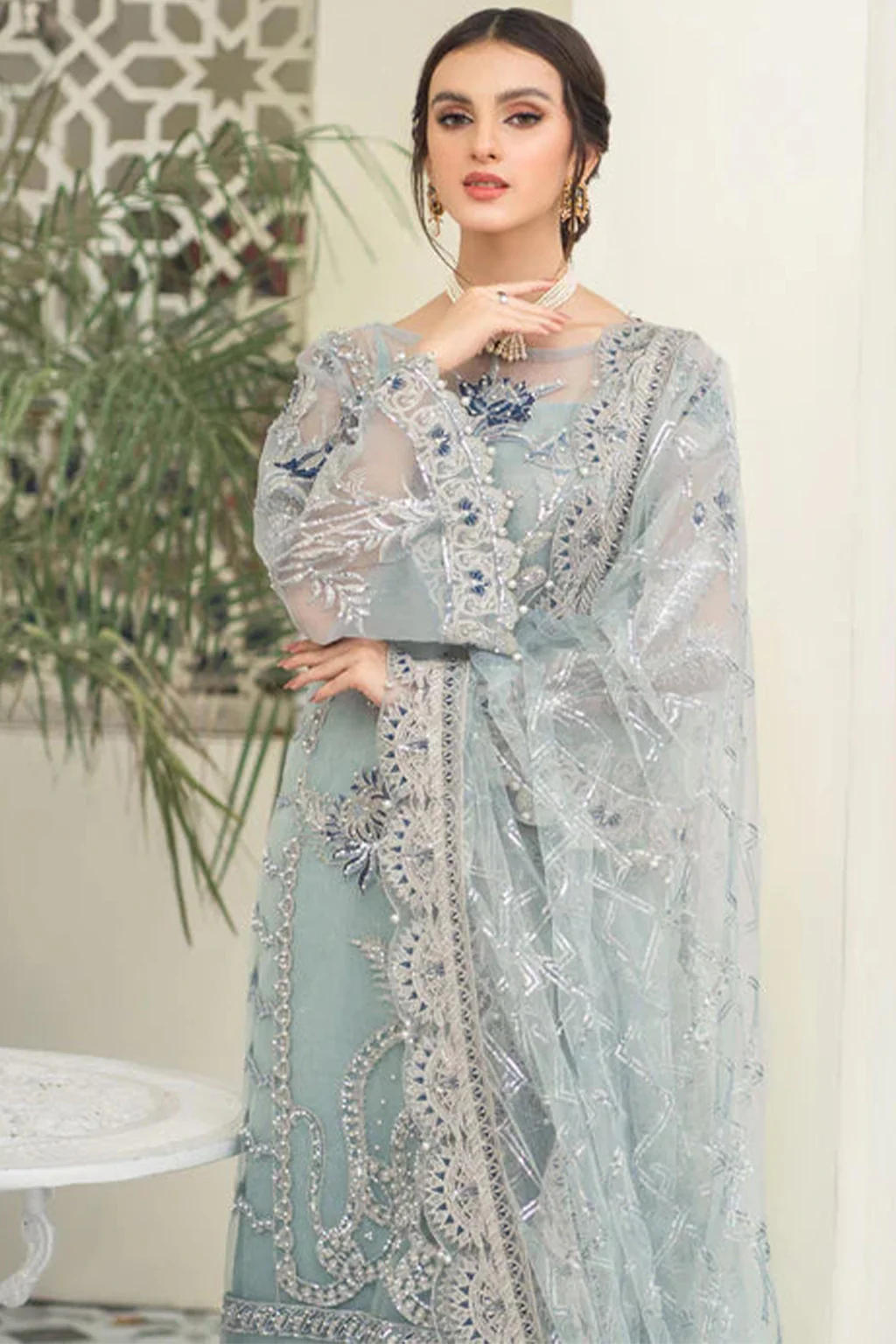 Meeral Unstitched 3 Piece Luxury Formals Pret Suit-Falak - Meeral Luxe - Image 4