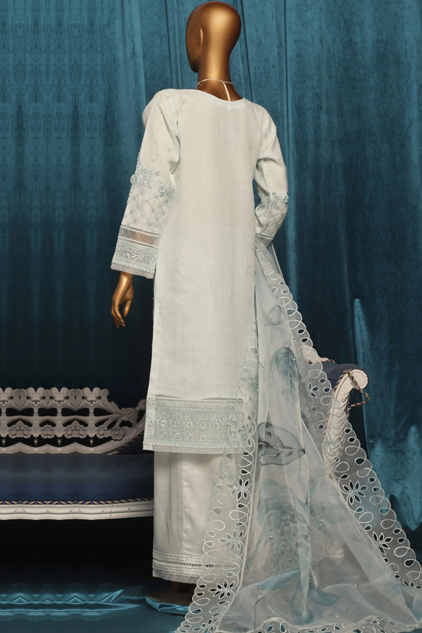 Falsafaa By HZ Stitched 3 Piece Festive Formals Vol-04 Collection-HZK-198-Sky Blue - Image 3