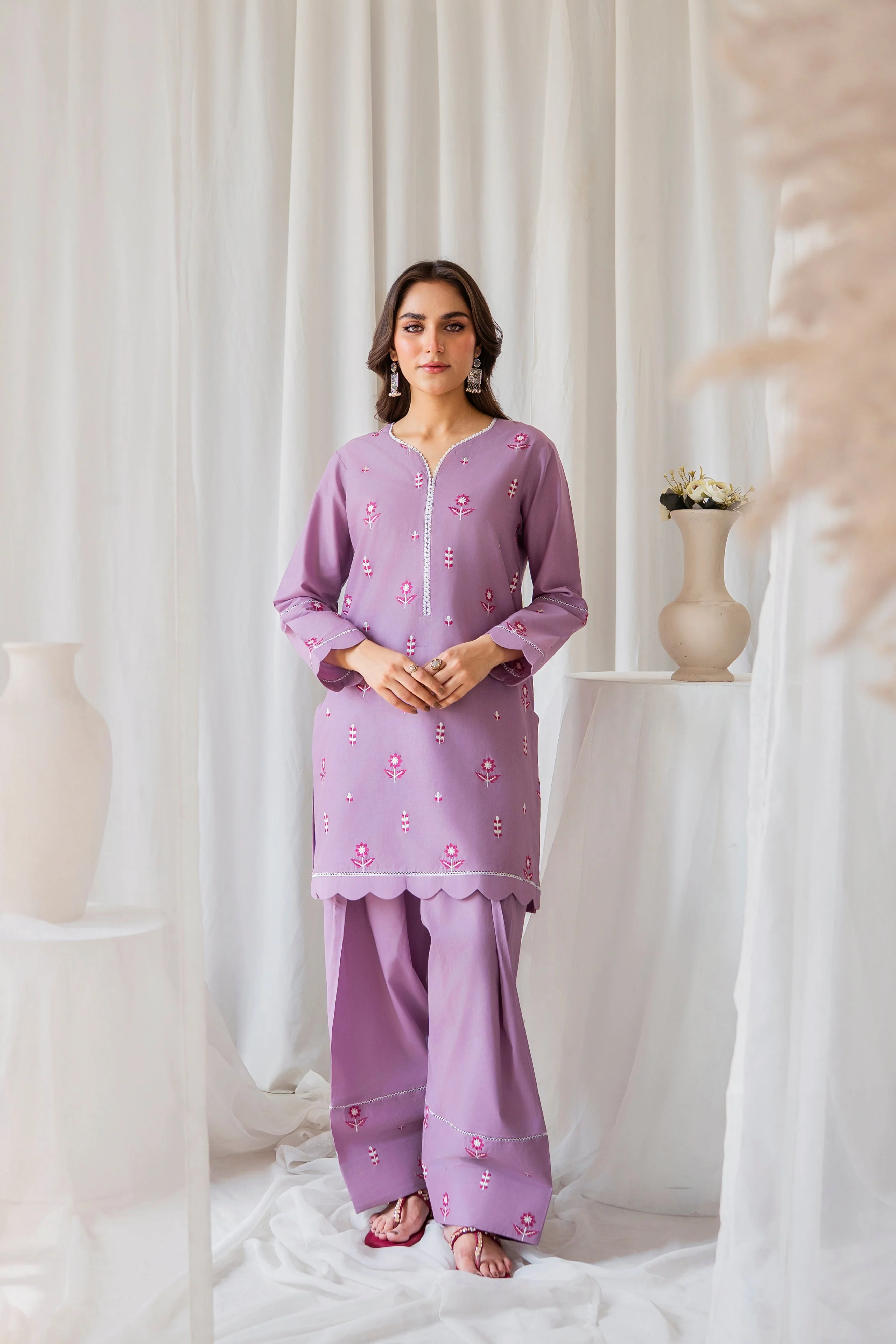 Zoya Zafar Stitched 2 Piece Cotton Suit-Farshi shalwar