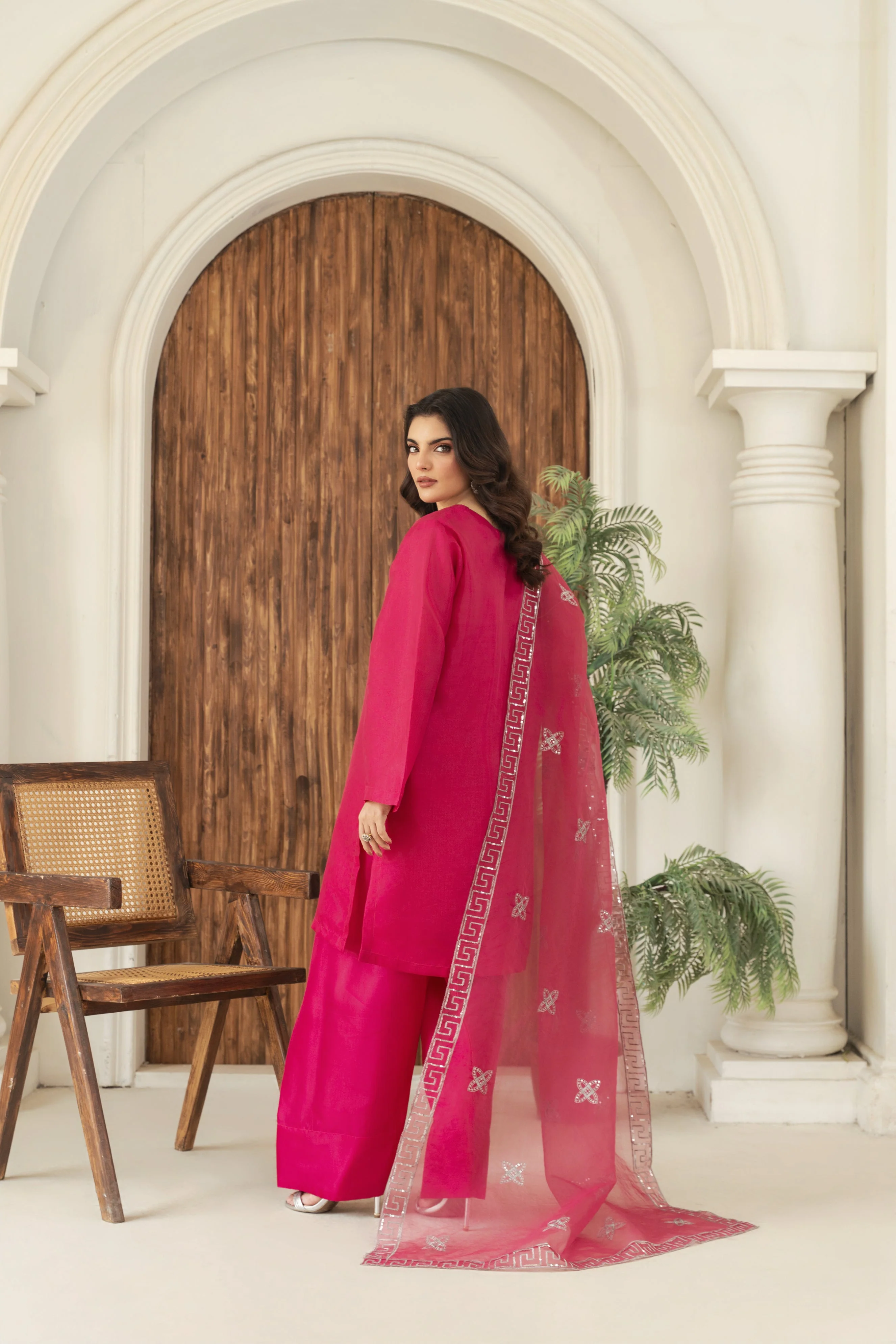 Zoya Zafar Stitched 3 Piece Silk Suit-Farshi Shalwar 12 - Image 4