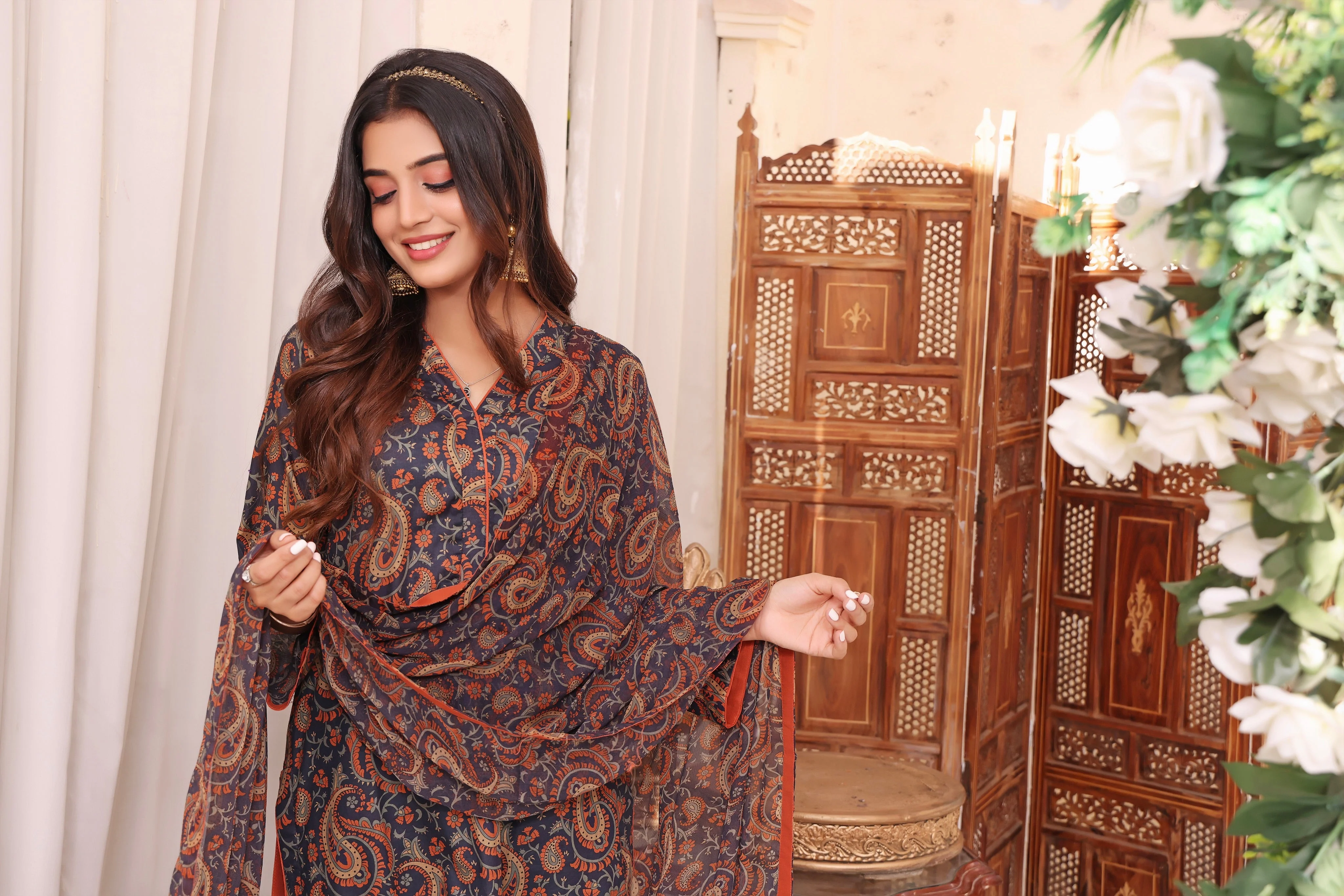 Feathers Unstitched 3 Piece Summer Collection-FARYAL-FT190 - Image 4