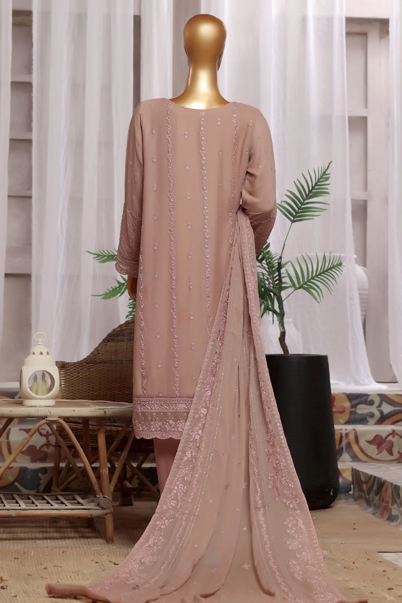 Fasaane By HZ Stitched 3 Piece Formals Chiffon Vol-06 Suit-HZK-184-Mauve - Image 3