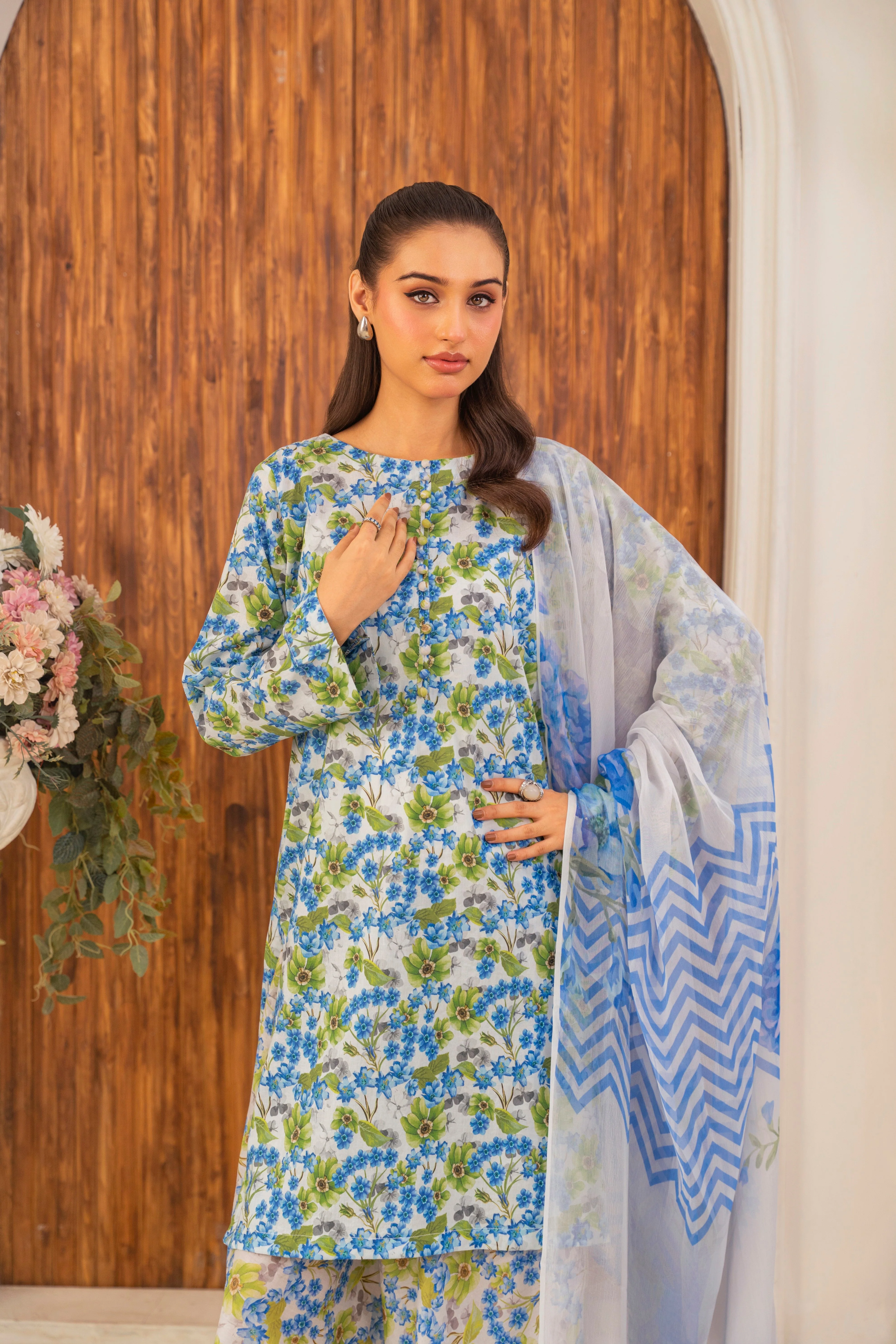 Feathers Unstitched 3 Piece Digital Printed Lawn Summer Suit-CHROMEX-FT706 - Image 6