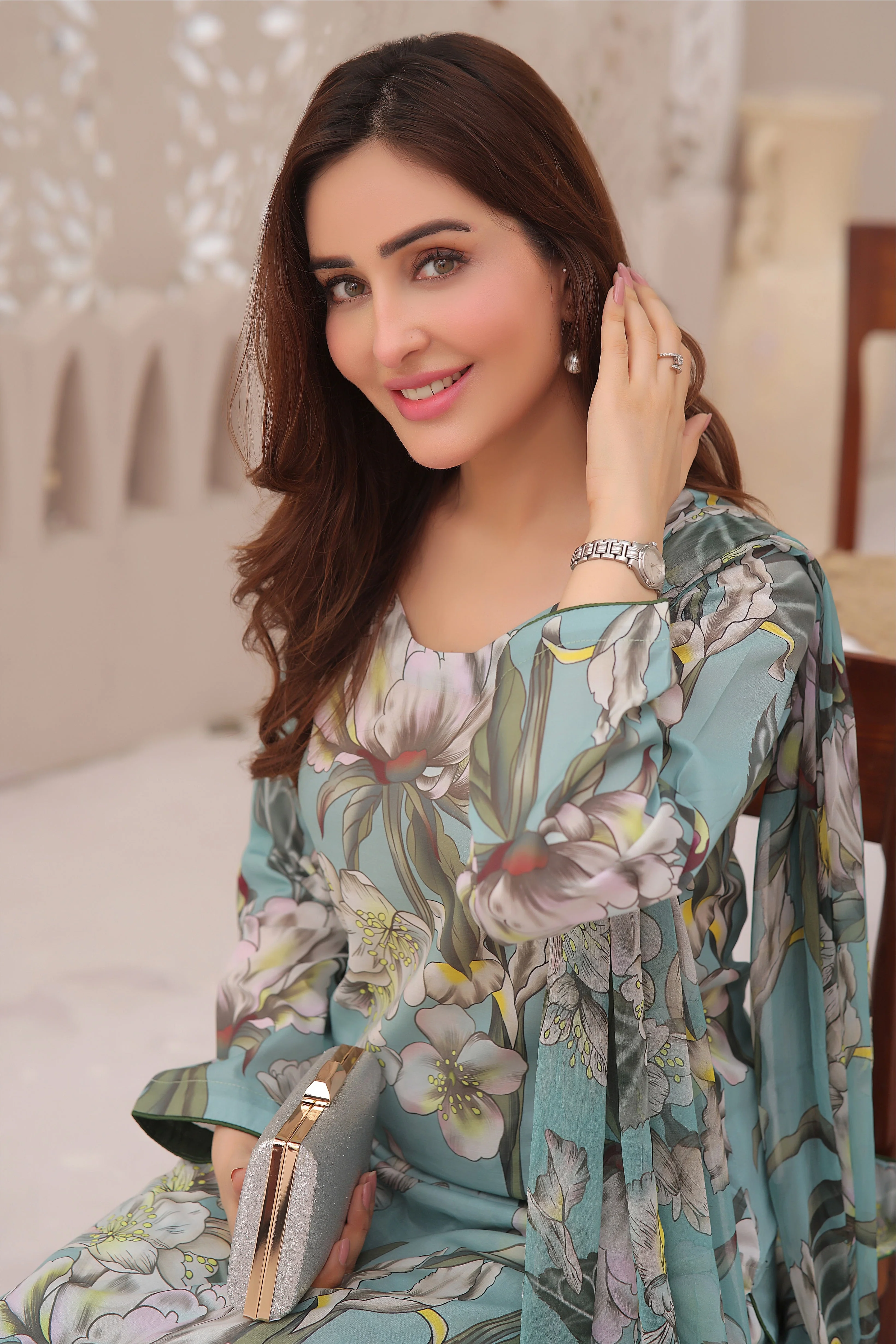 Feathers Unstitched 3 Piece Digital Printed Lawn Summer Suit-French Summer-FT259 - Image 4