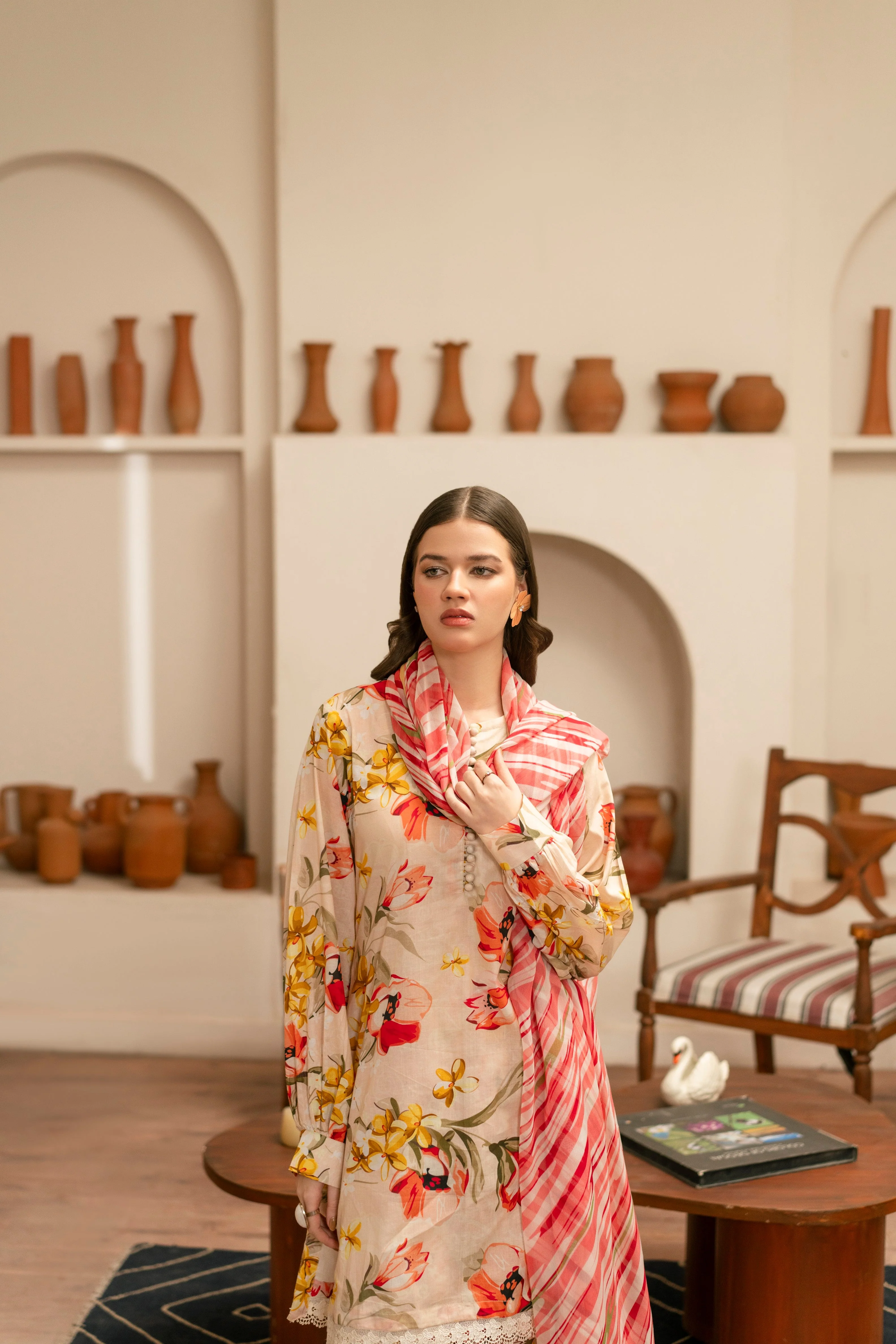 Feathers Unstitched 3 Piece Digital Printed Lawn Summer Suit-LUXOR-FT463 - Image 7