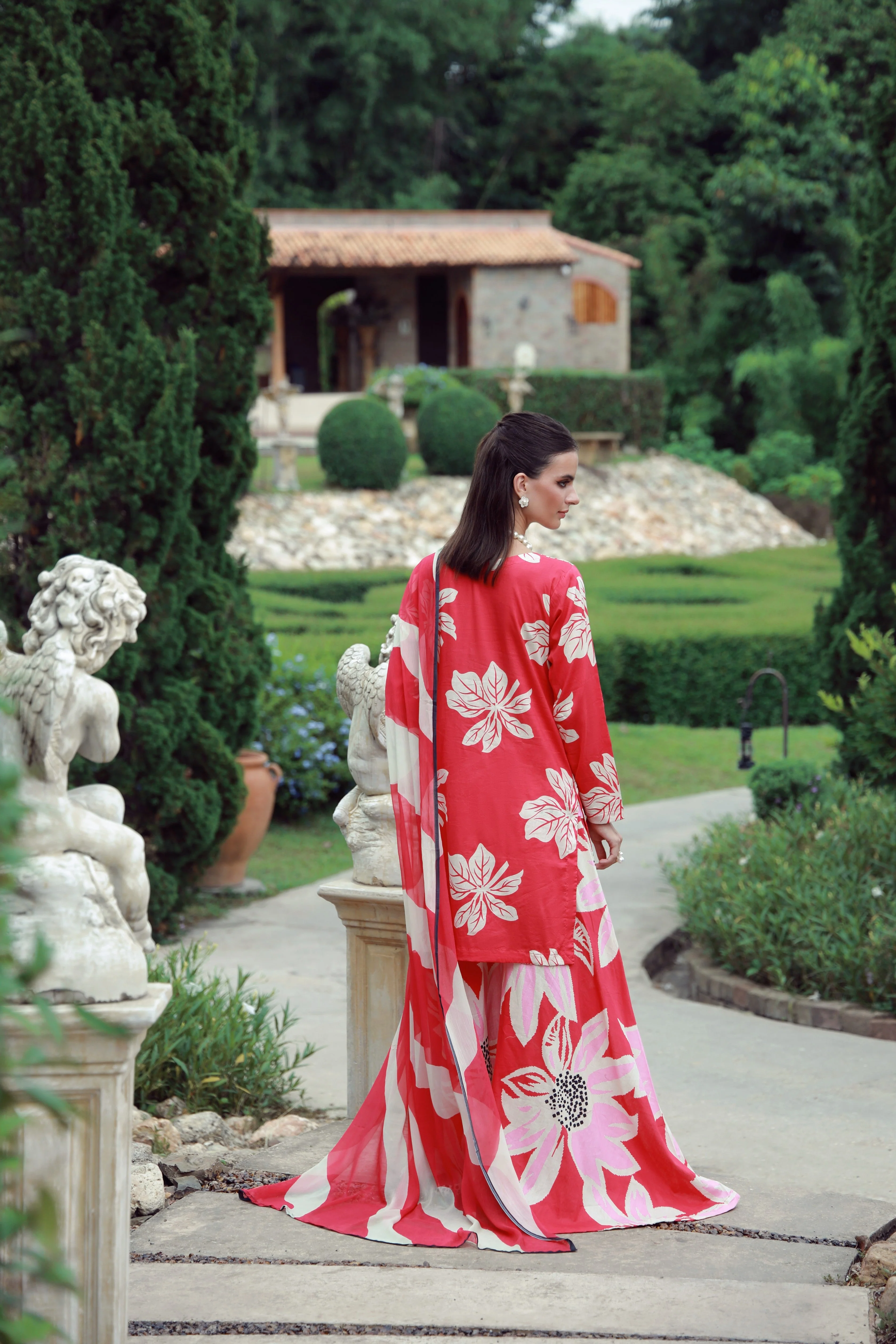 Feathers Unstitched 3 Piece Digital Printed Lawn Summer Suit-VERMILIA-FT531 - Image 3