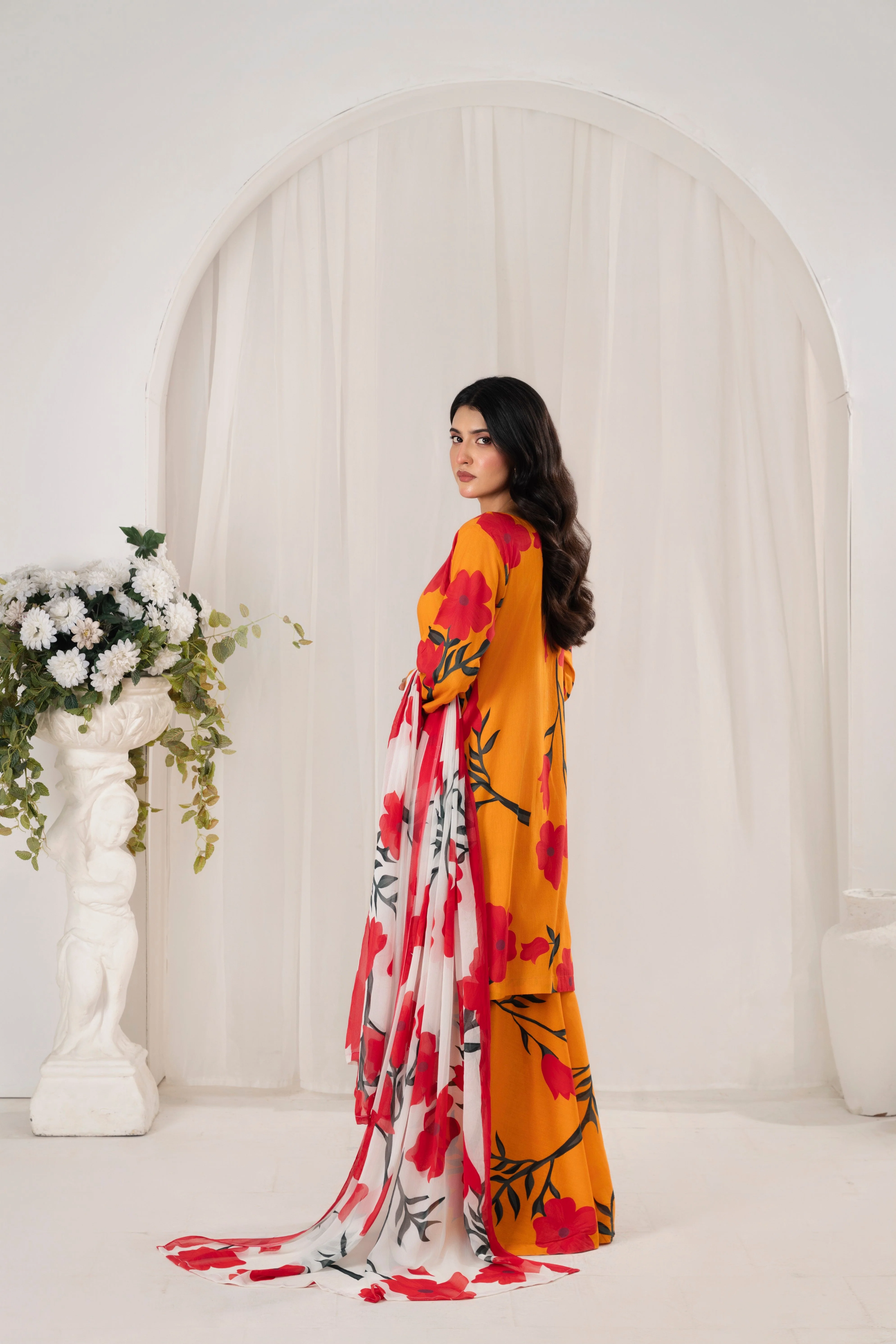 Feathers Unstitched 3 Piece Digital Printed Lawn Summer Suit-HARMIX-FT710 - Image 4