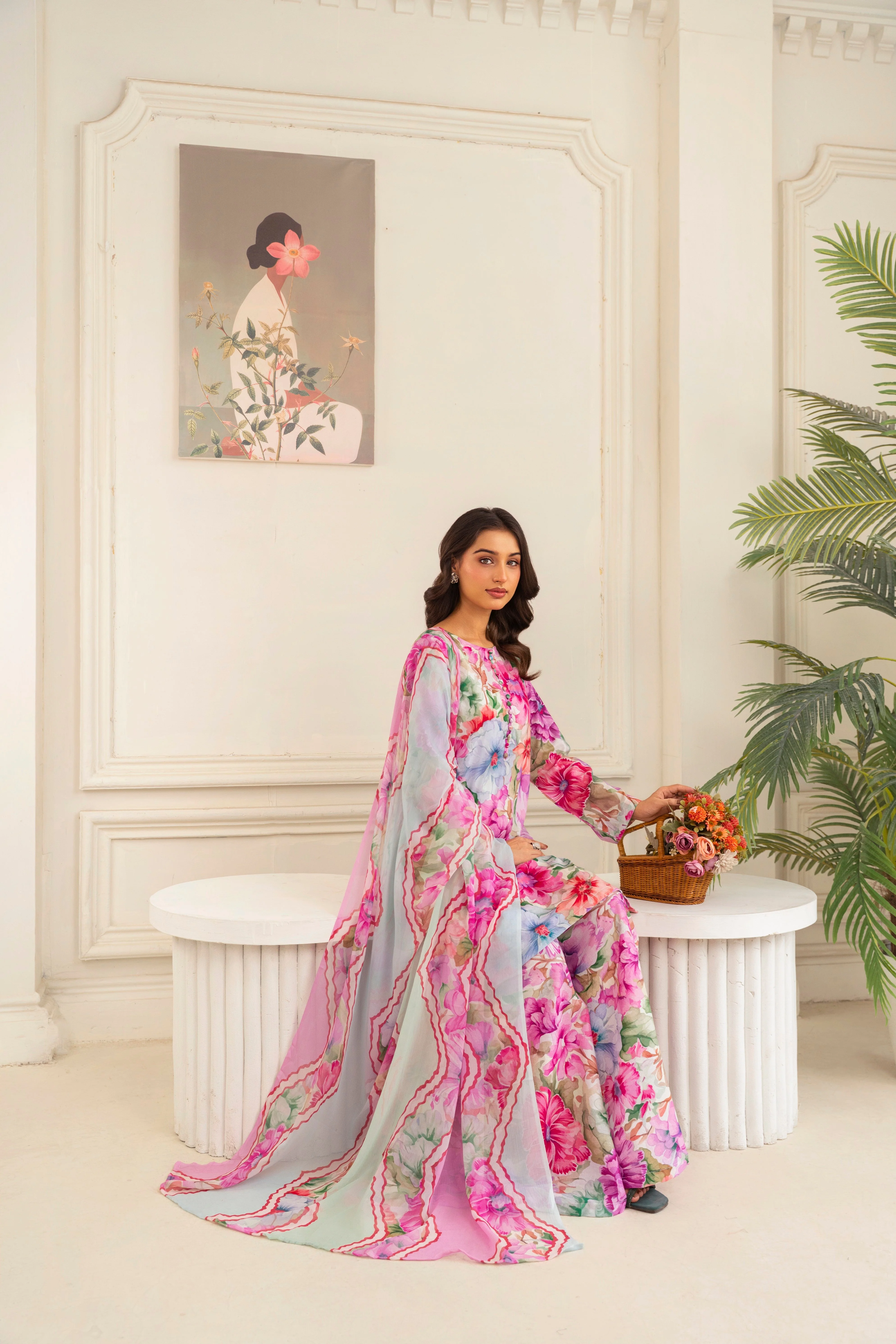Feathers Unstitched 3 Piece Digital Printed Lawn Summer Suit-MIRZELLA-FT708 - Image 7