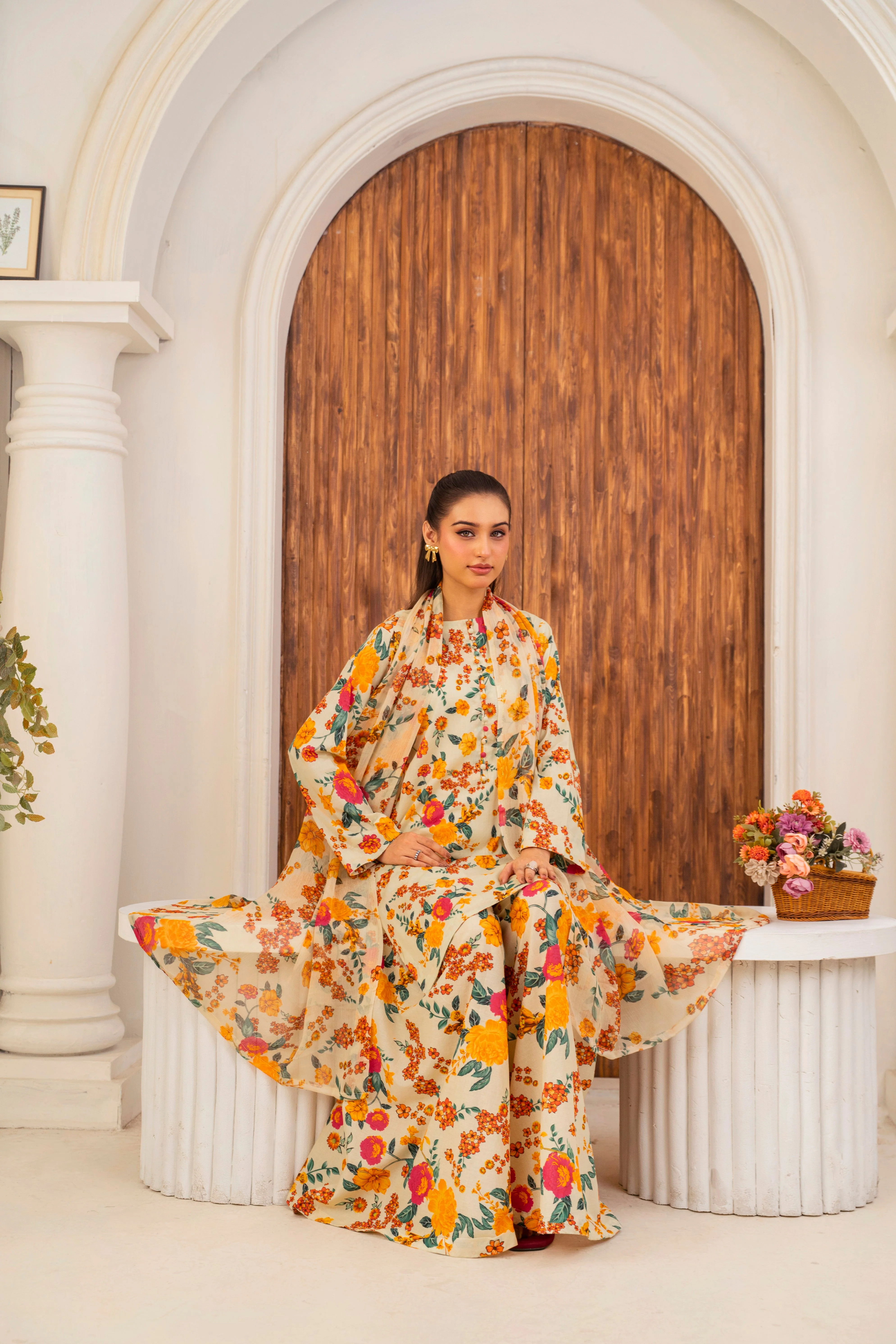 Feathers Unstitched 3 Piece Digital Printed Lawn Summer Suit-PRIZON-FT712 - Image 11