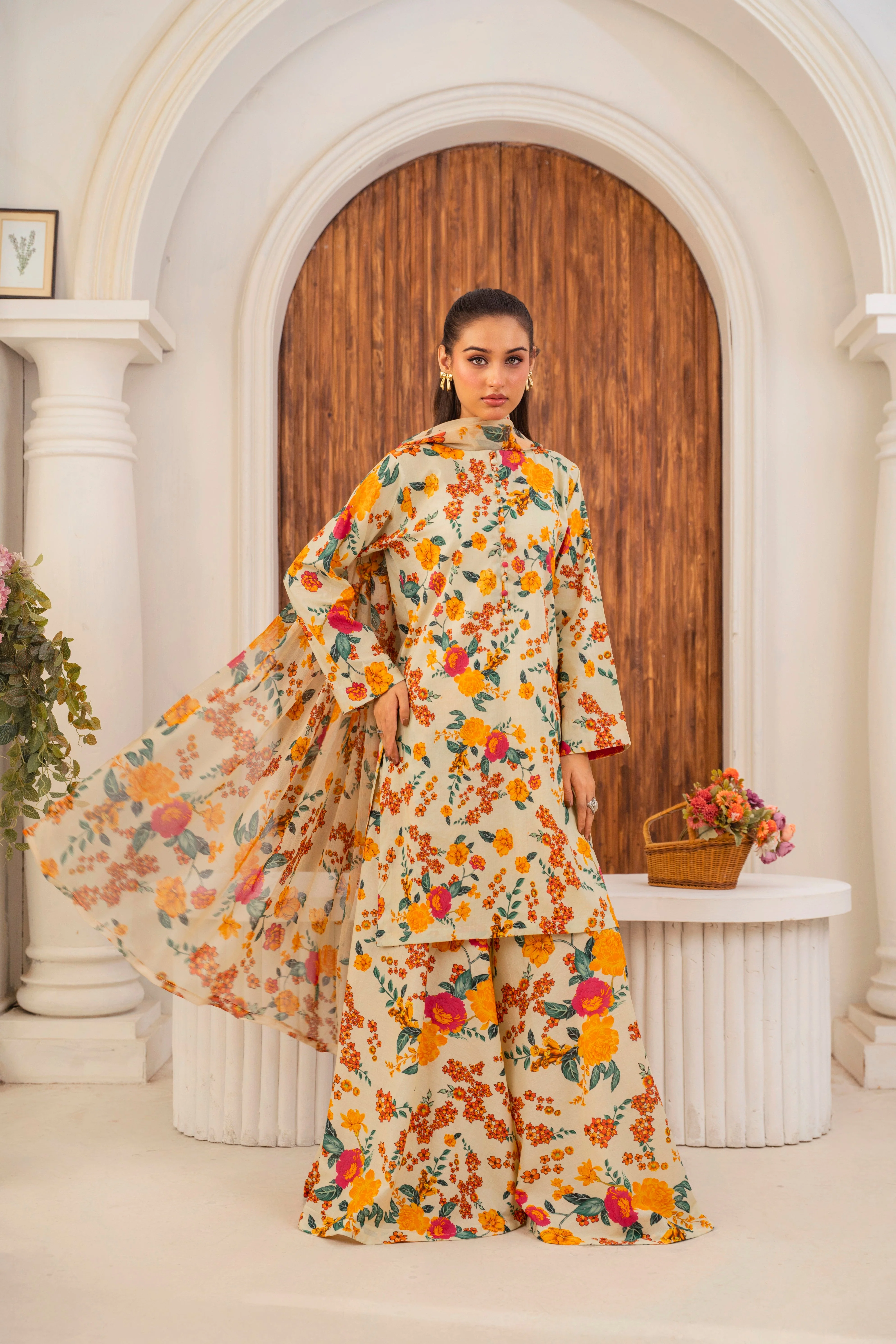 Feathers Unstitched 3 Piece Digital Printed Lawn Summer Suit-PRIZON-FT712 - Image 7