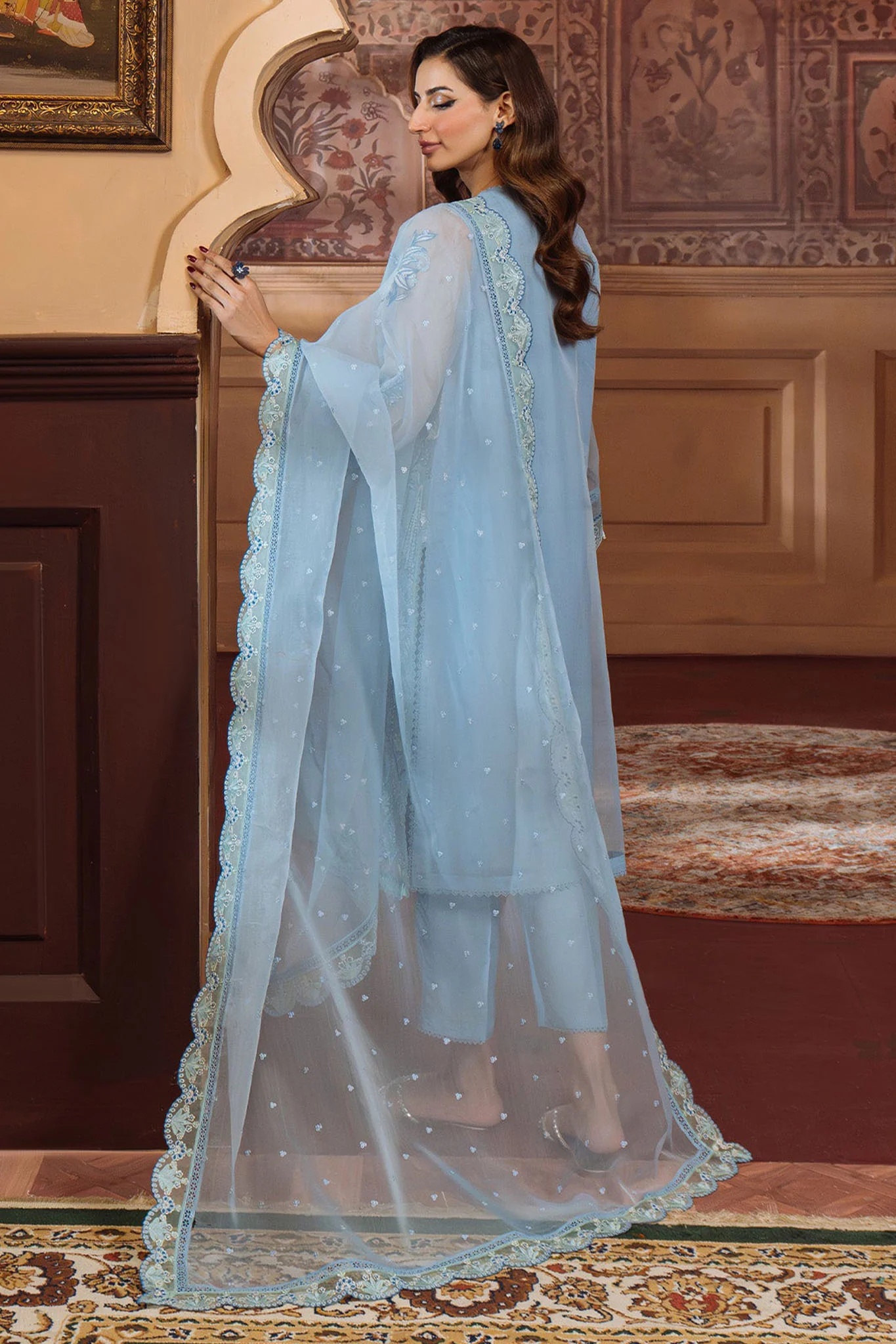 Festive Edit By Sahar Unstitched 3 Piece Emb Luxury Formals Suit-01-Glacier Veil - Image 3