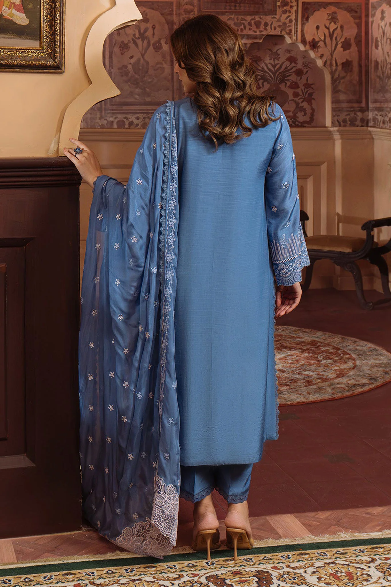 Festive Edit By Sahar Unstitched 3 Piece Emb Luxury Formals Suit-02-Lagoon Luxe - Image 4