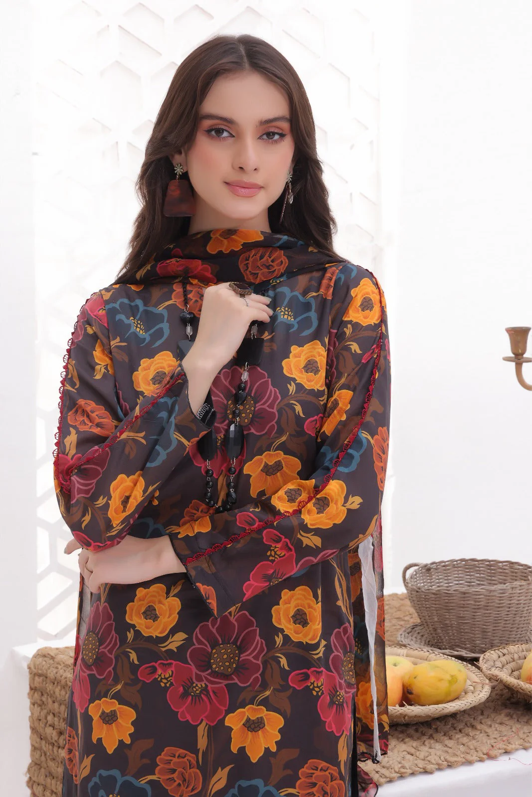 Feathers Unstitched 3 Piece Summer Collection-FIDAA-FT280 - Image 3