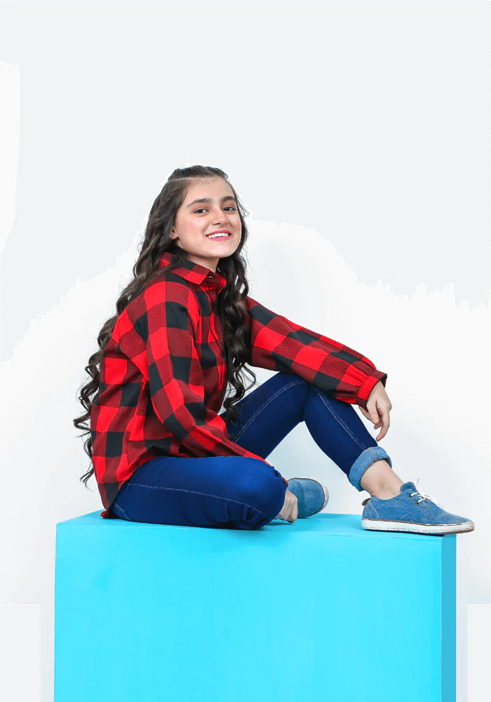 Ochre Clothing Flannel Chequered Top - Image 3