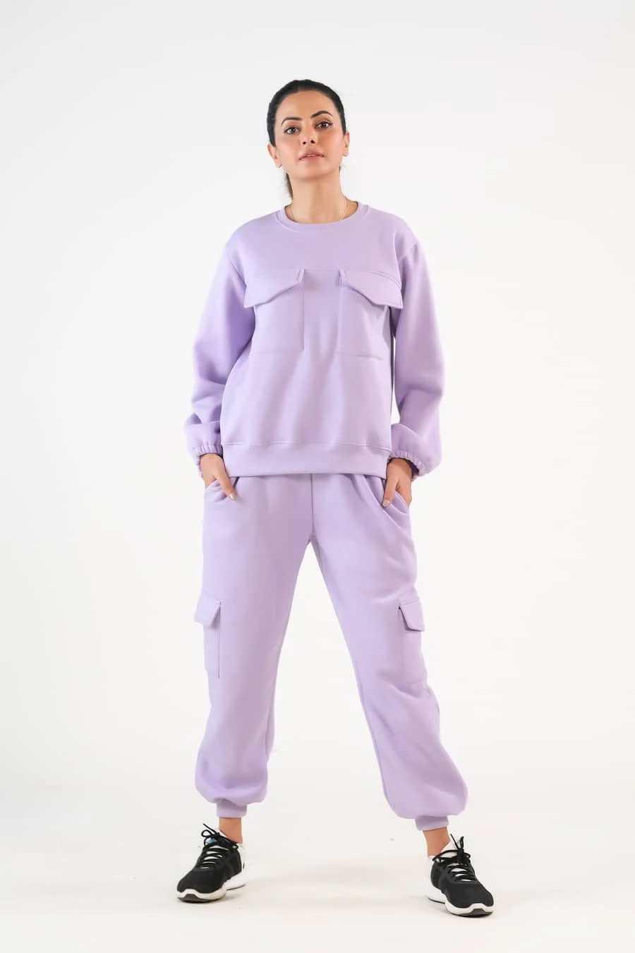 Sprinkles Stitched 2 Piece Winter Co Ord Sets Women Suit-Flappy Lilac - 2pcs?Co-Ord?Set - Image 7