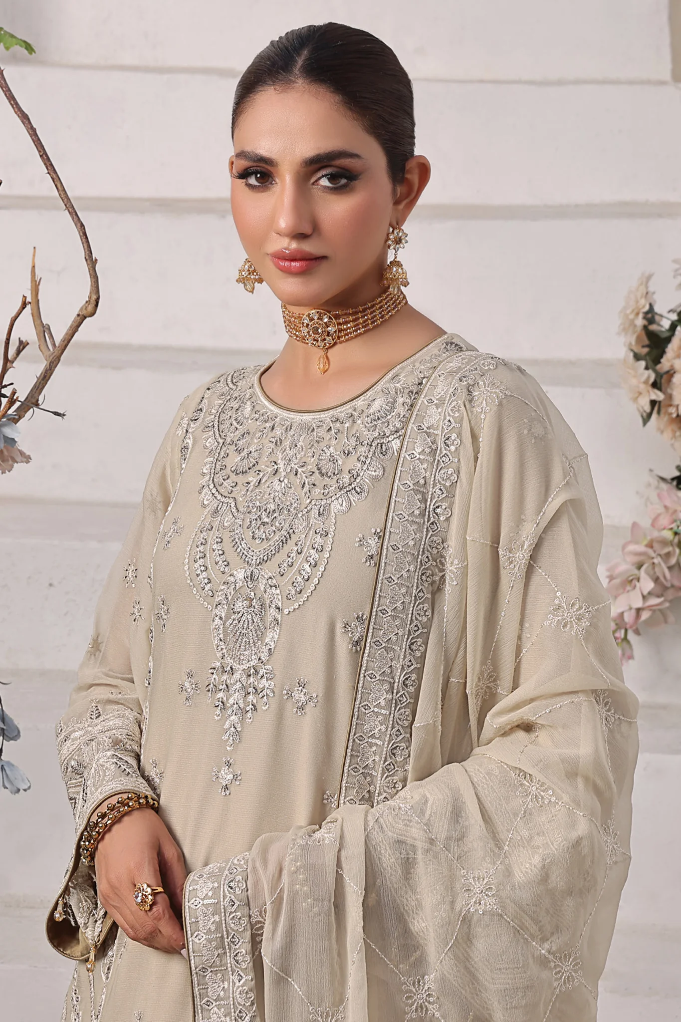 Fleur By Soghat Unstitched 3 Piece Festive Emb Luxury Chiffon Suit-SF-07 - Image 2