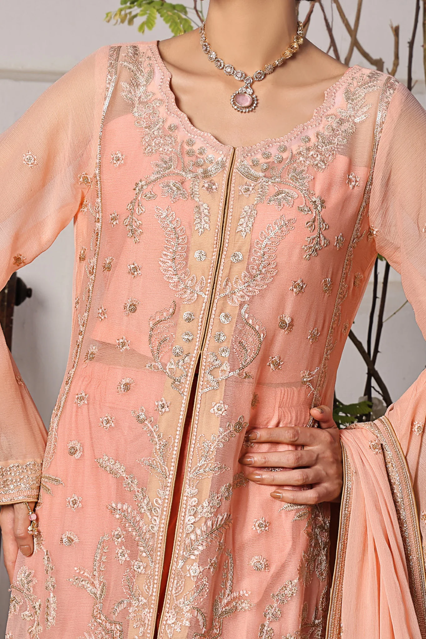 Fleur By Soghat Unstitched 3 Piece Festive Emb Luxury Chiffon Suit-SF-09 - Image 2