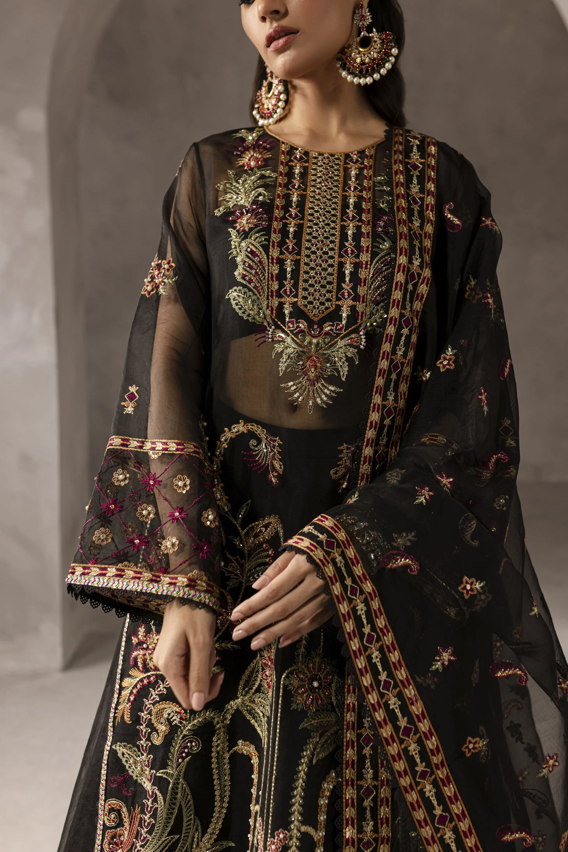 Eblouir By Imran Ramzan Unstitched 3 Piece Luxury Formals Suit-Fleurs de Minuit - Image 3