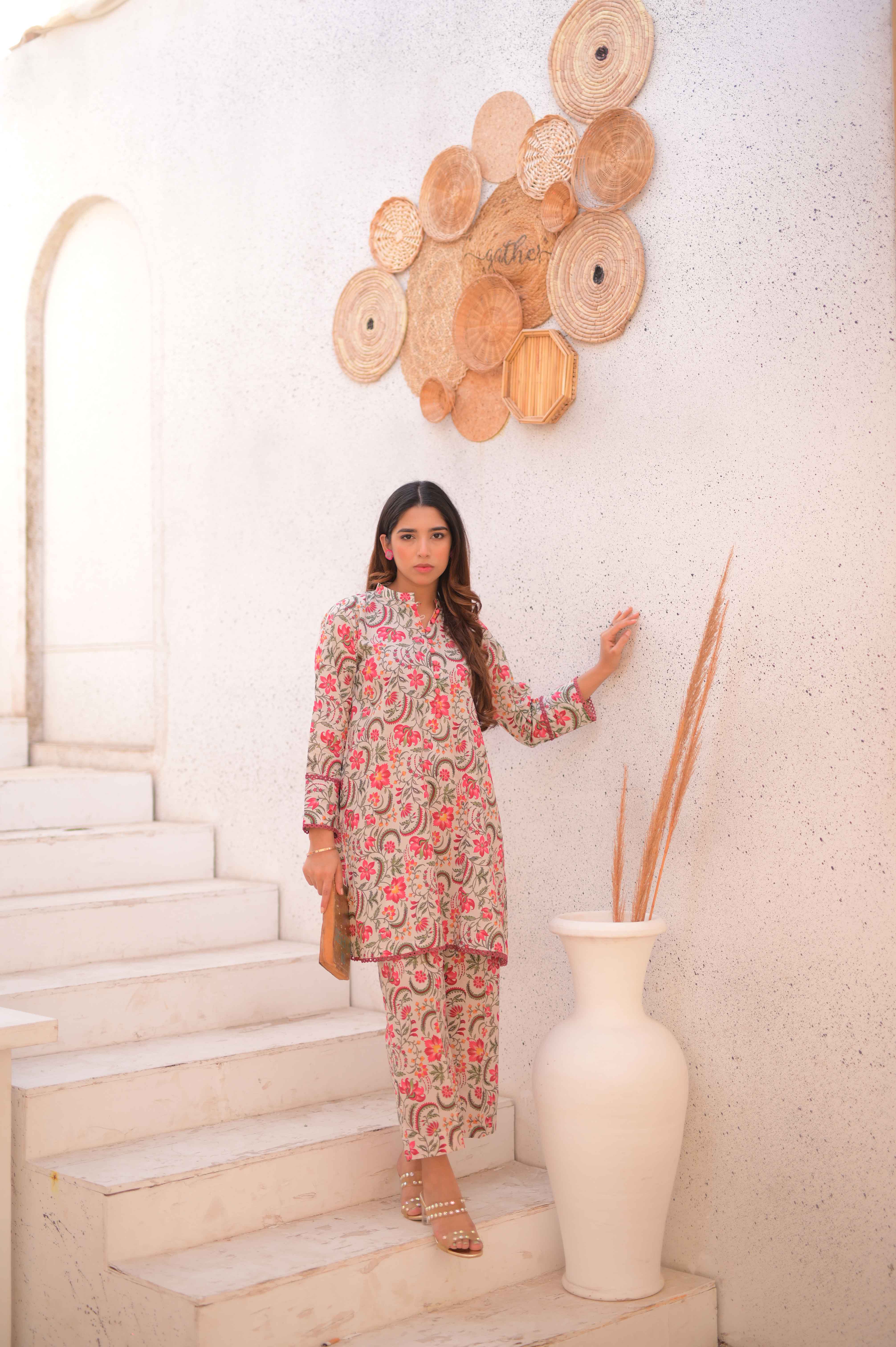 Tehzeeb Threads Summer Collection Soft Lawn Cambric Stitched 2 Piece (Shirt/Trouser) - Image 5
