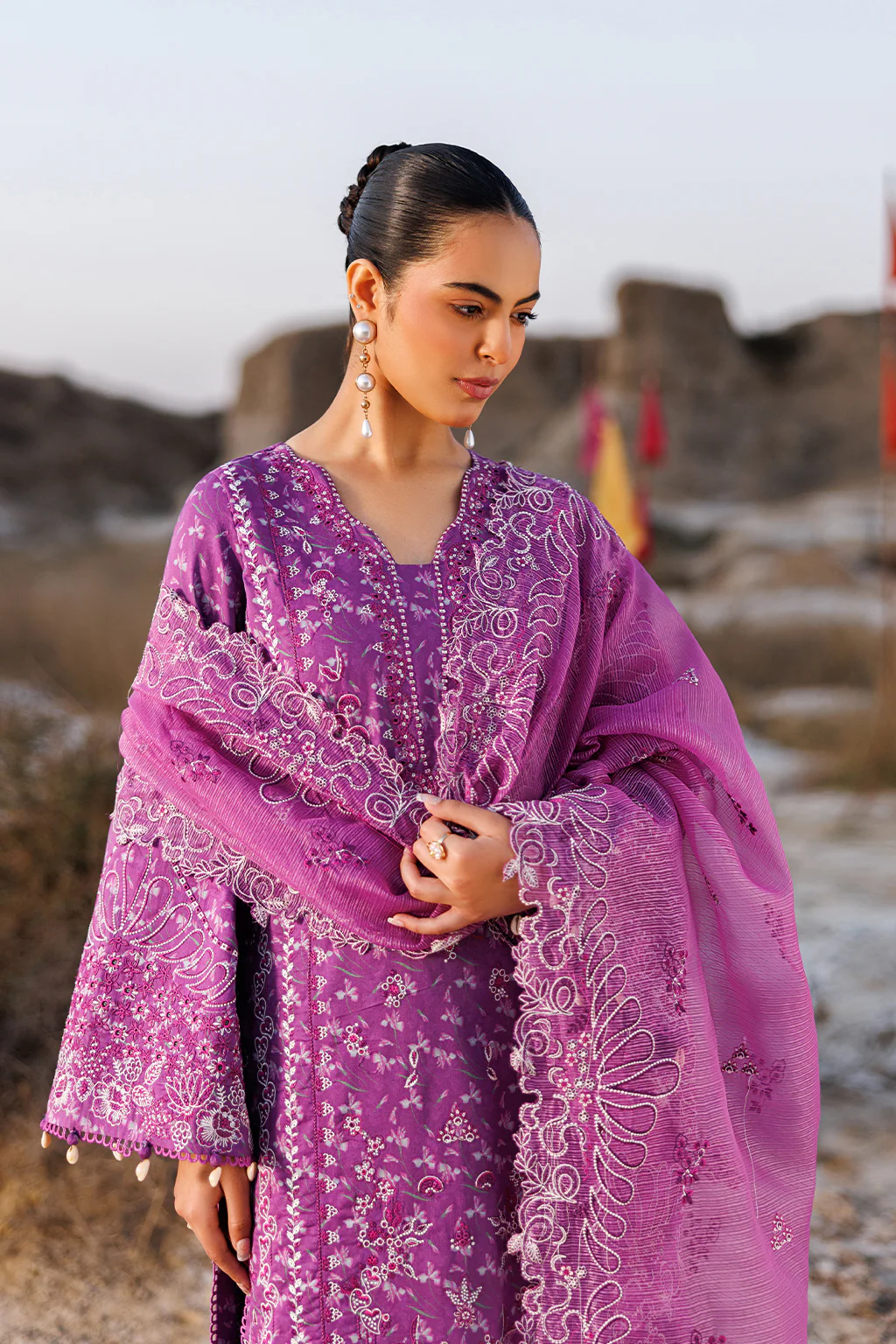 Sunlit Groove By Emaan Adeel Unstitched 3 Piece Luxury Lawn Suit-Floral Frenzy - Image 8