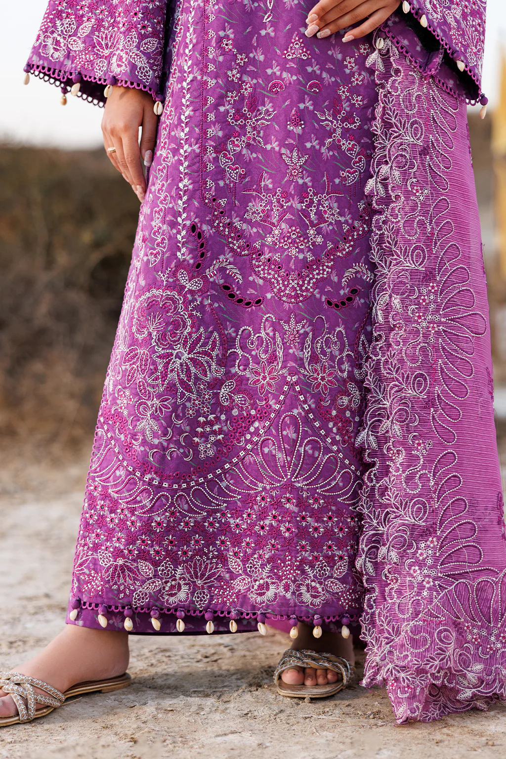 Sunlit Groove By Emaan Adeel Unstitched 3 Piece Luxury Lawn Suit-Floral Frenzy - Image 9