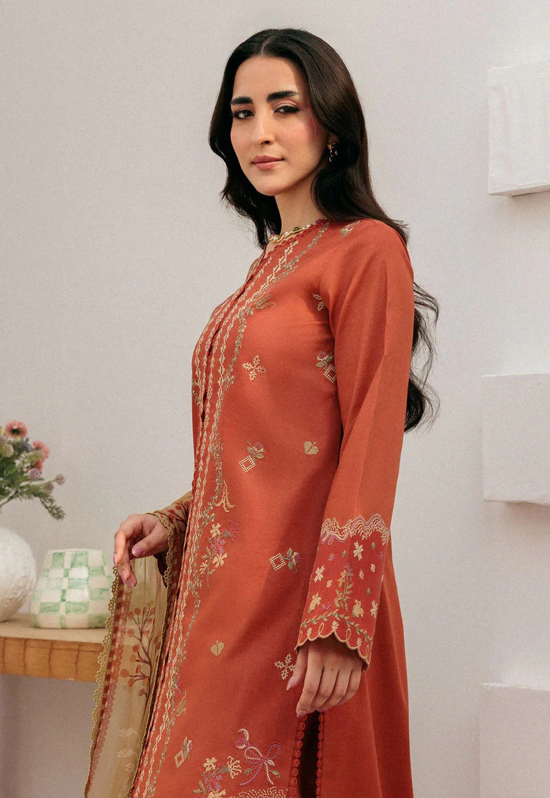 Zync By Florent Unstitched 3 Piece Luxury Lawn Suit-FZ-6B - Image 3