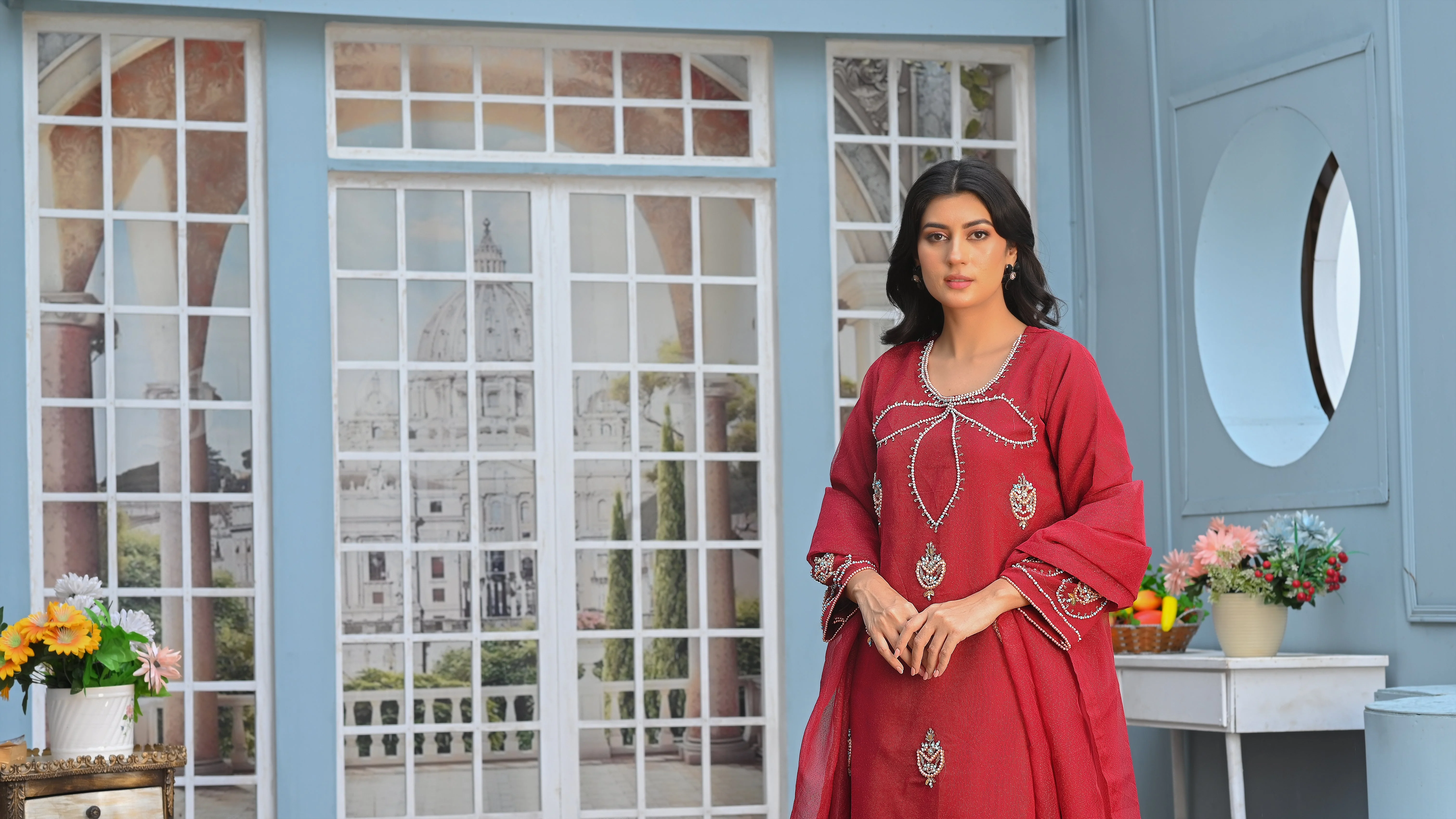 Yaaqot Stitched 3 Piece Winter Collection-Flover Neckkline Stitched 3-pc - Image 3