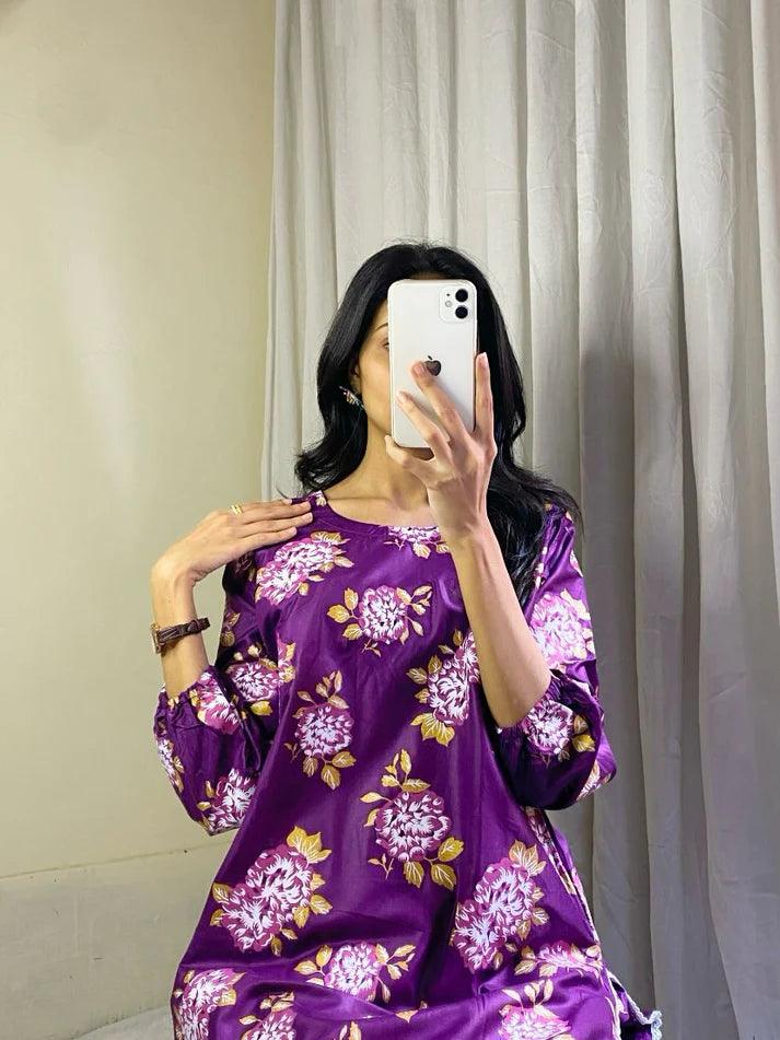Zaib E Hoor Flower Print 2Pcs Stitched - Image 5