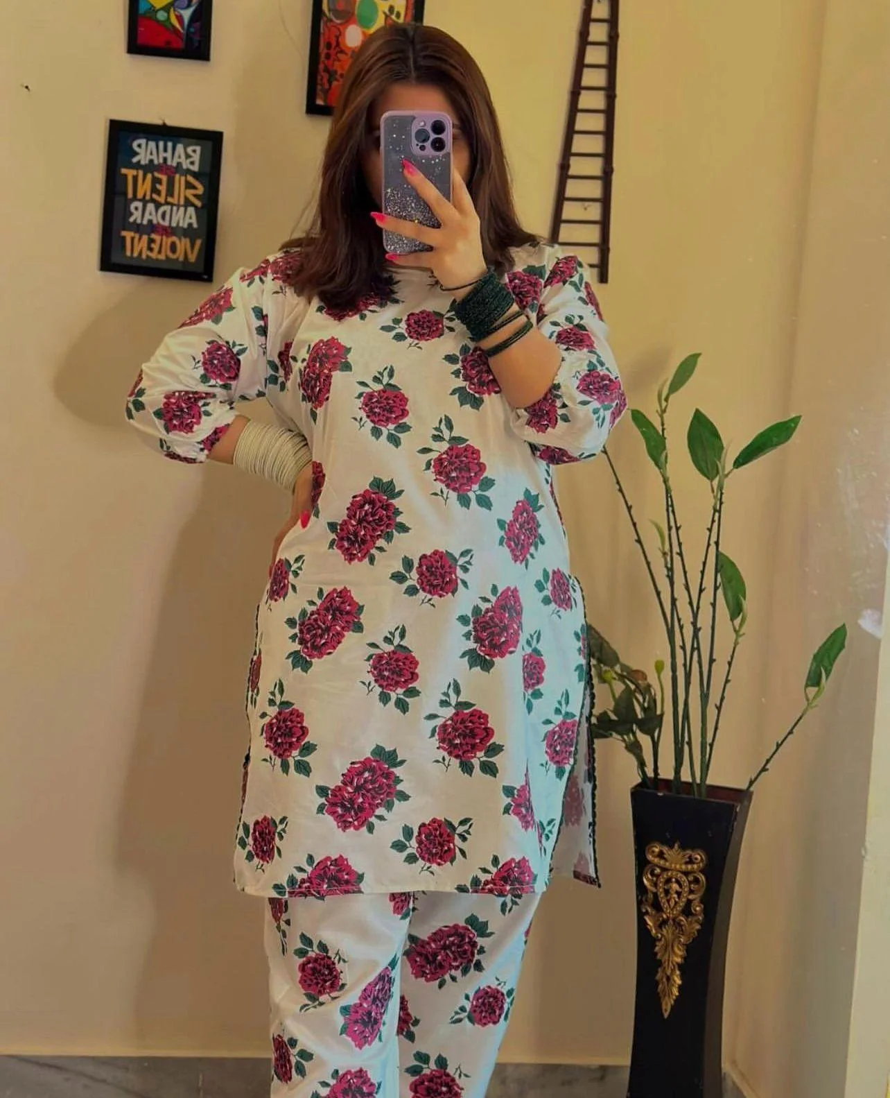 Zaib E Hoor Flower Print 2Pcs Stitched - Image 9