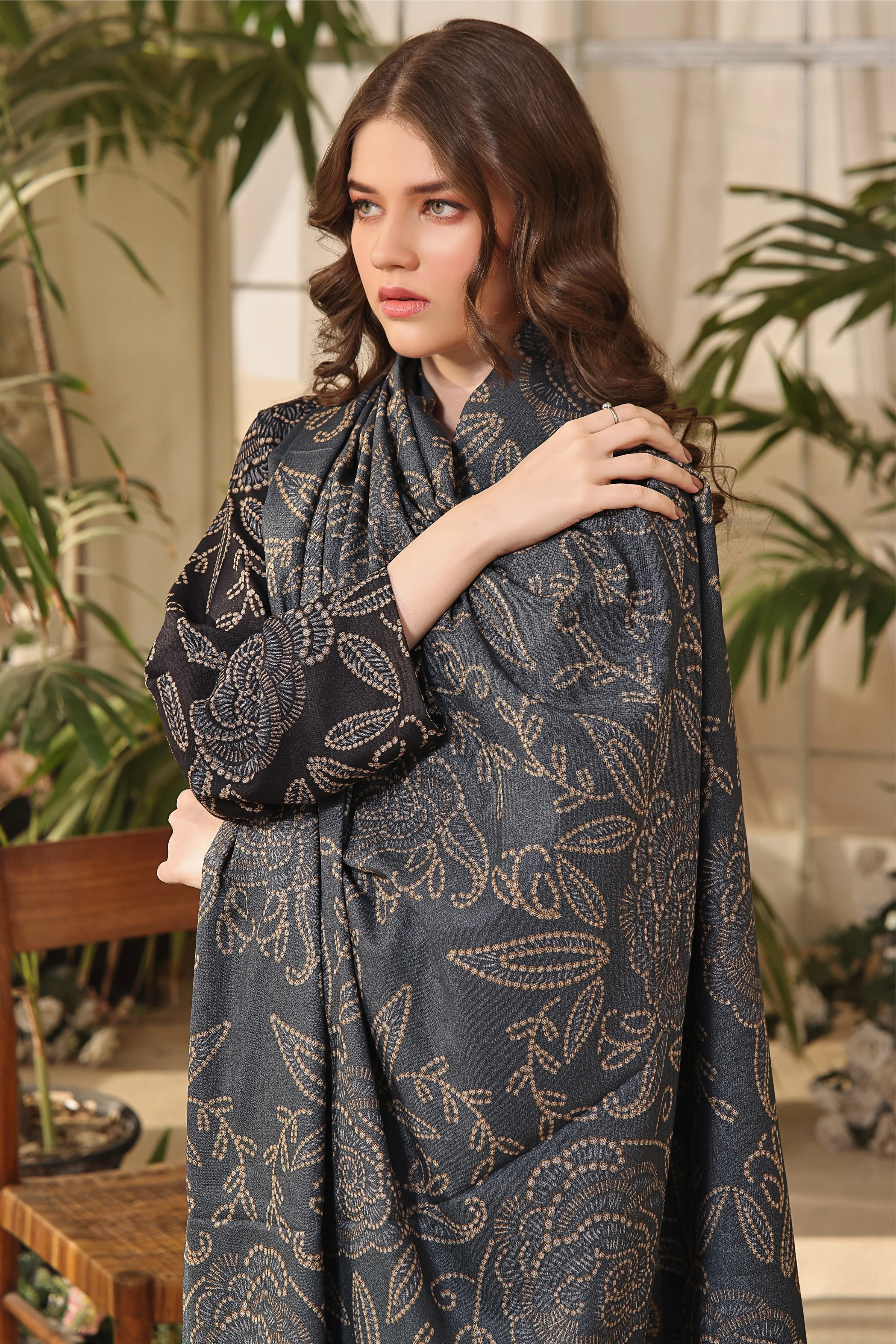 Feathers Unstitched 3 Piece Winter Collection-FOREST FERN-FT315 - Image 3