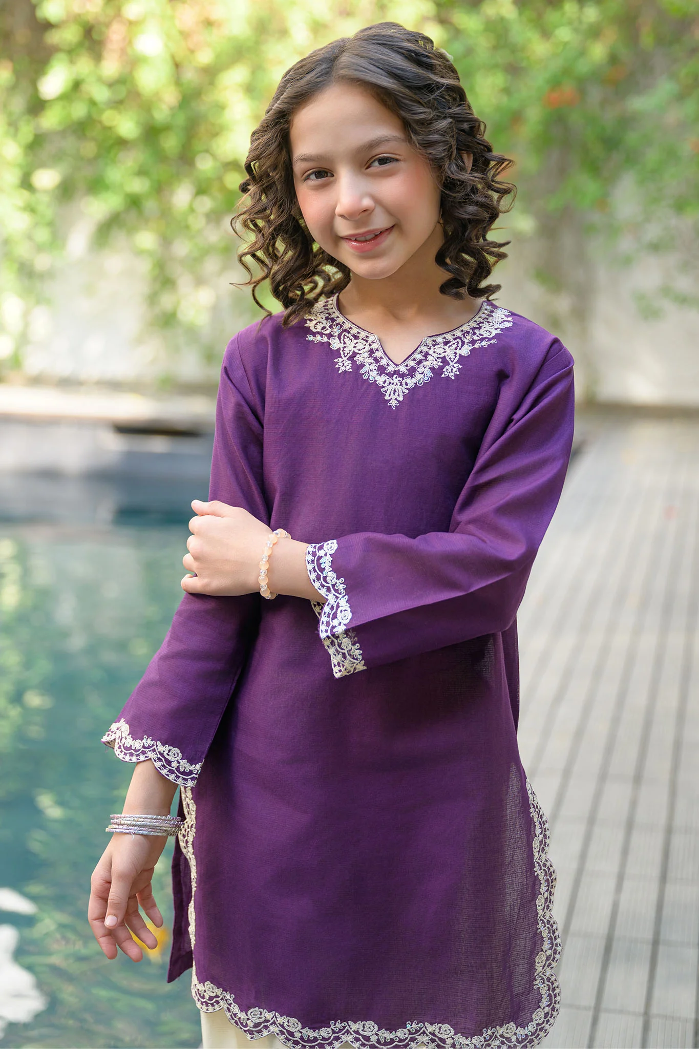 Fresh Bird Stitched 2 Piece Emb Festive Summer Kids Suit-Elan - Image 2