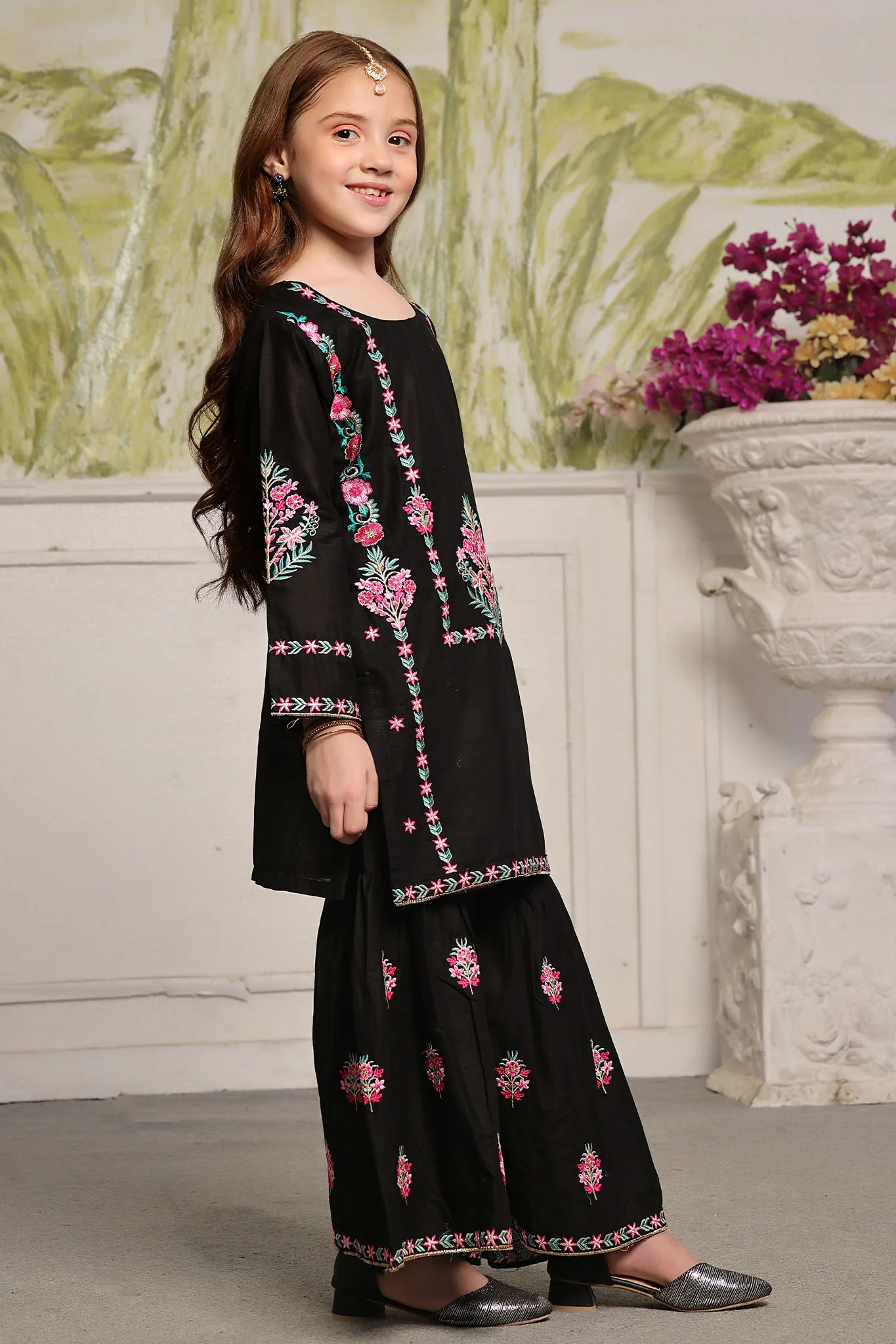 Fresh Bird Stitched 2 Piece Emb Festive Summer Kids Suit-Kajal - Image 5