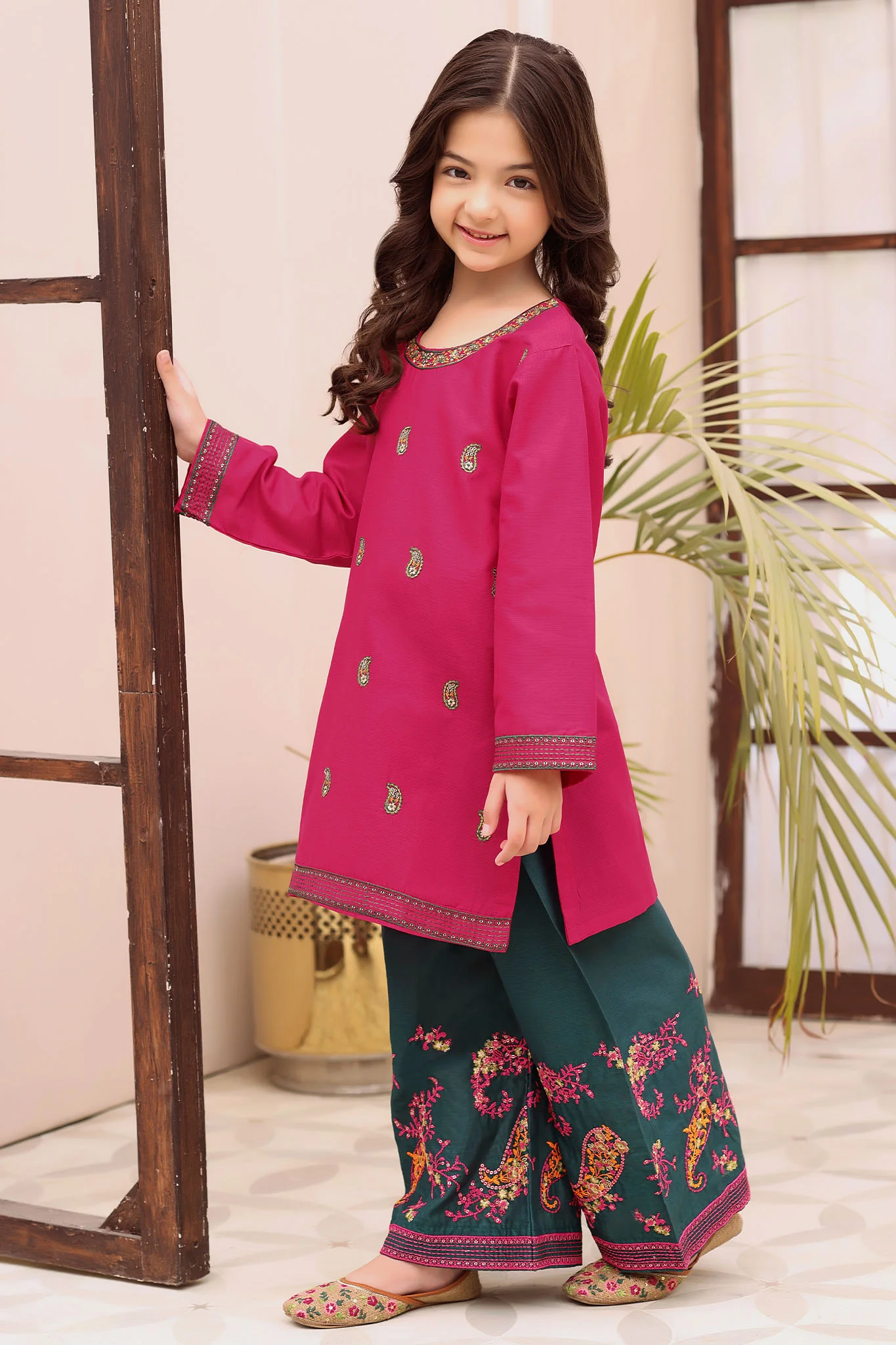 Fresh Bird Stitched 2 Piece Emb Festive Summer Kids Suit-Nisha - Image 3