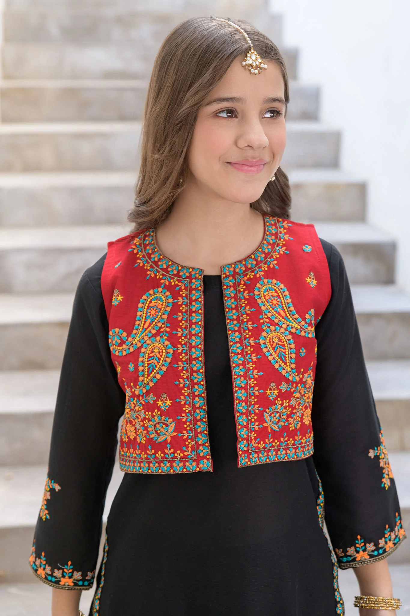 Fresh Bird Stitched 3 Piece Emb Festive Summer Kids Suit-Tehreem - Image 2