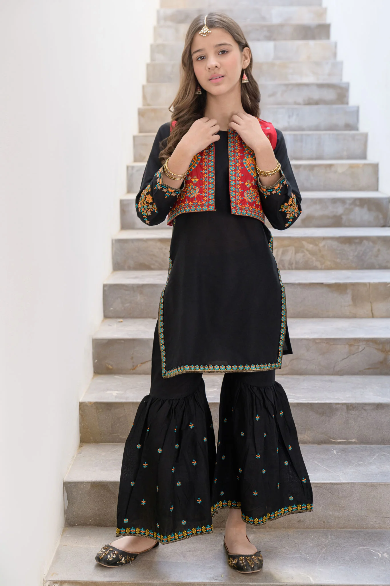 Fresh Bird Stitched 3 Piece Emb Festive Summer Kids Suit-Tehreem - Image 5