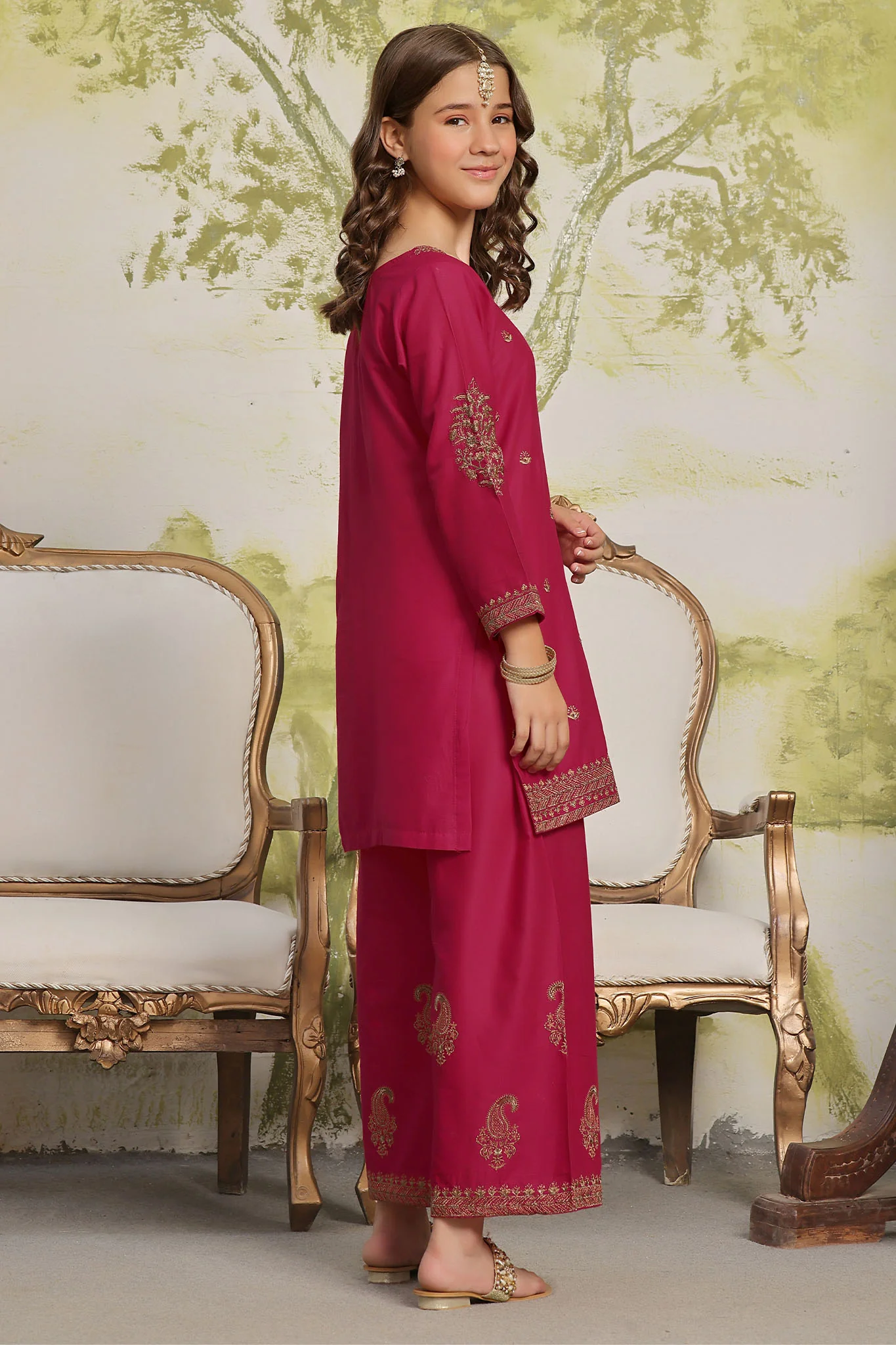 Fresh Bird Stitched 2 Piece Emb Festive Summer Kids Suit-Zareen - Image 3